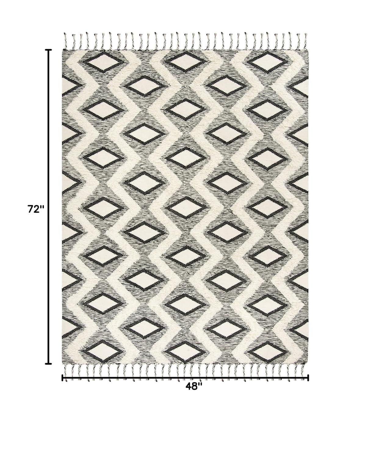 Kenya KNY908 Hand Knotted Area Rug - Black/Ivory - 4'x6' - Safavieh