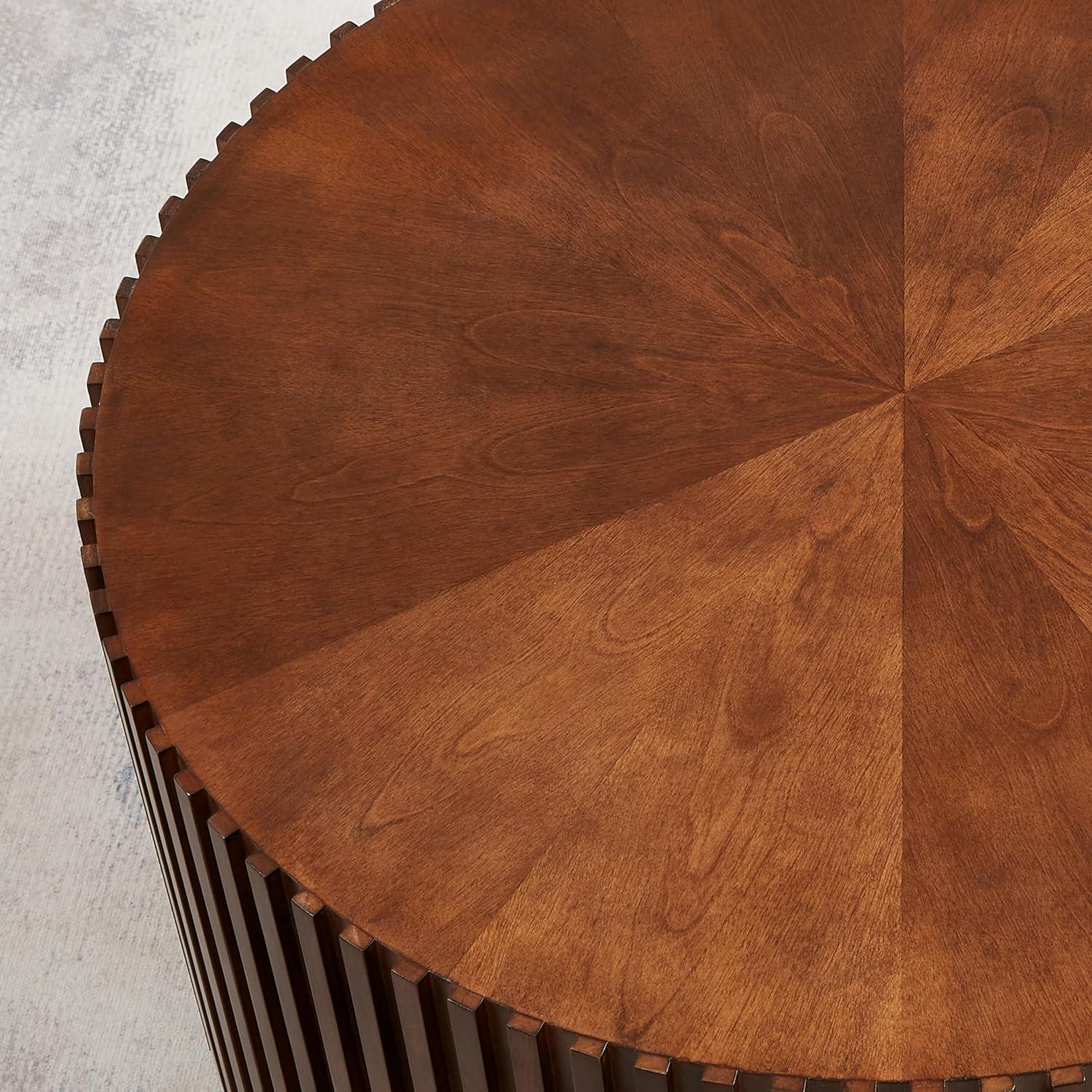 Handcraft Round Coffee Table Set of 2,Brown Nesting Side Table End Table,Modern Drum Side Table for Small Space,Living Room,Office,Bedroom-Cuddlewood