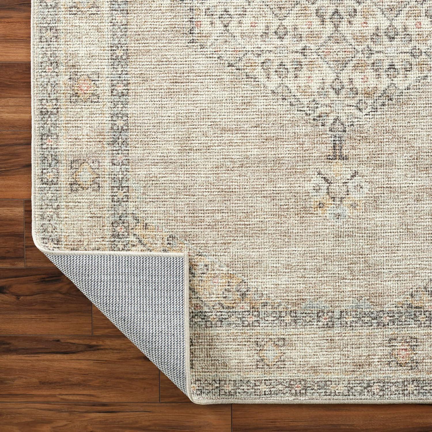 Off-White Synthetic Stain-Resistant 5'3" x 7' Area Rug