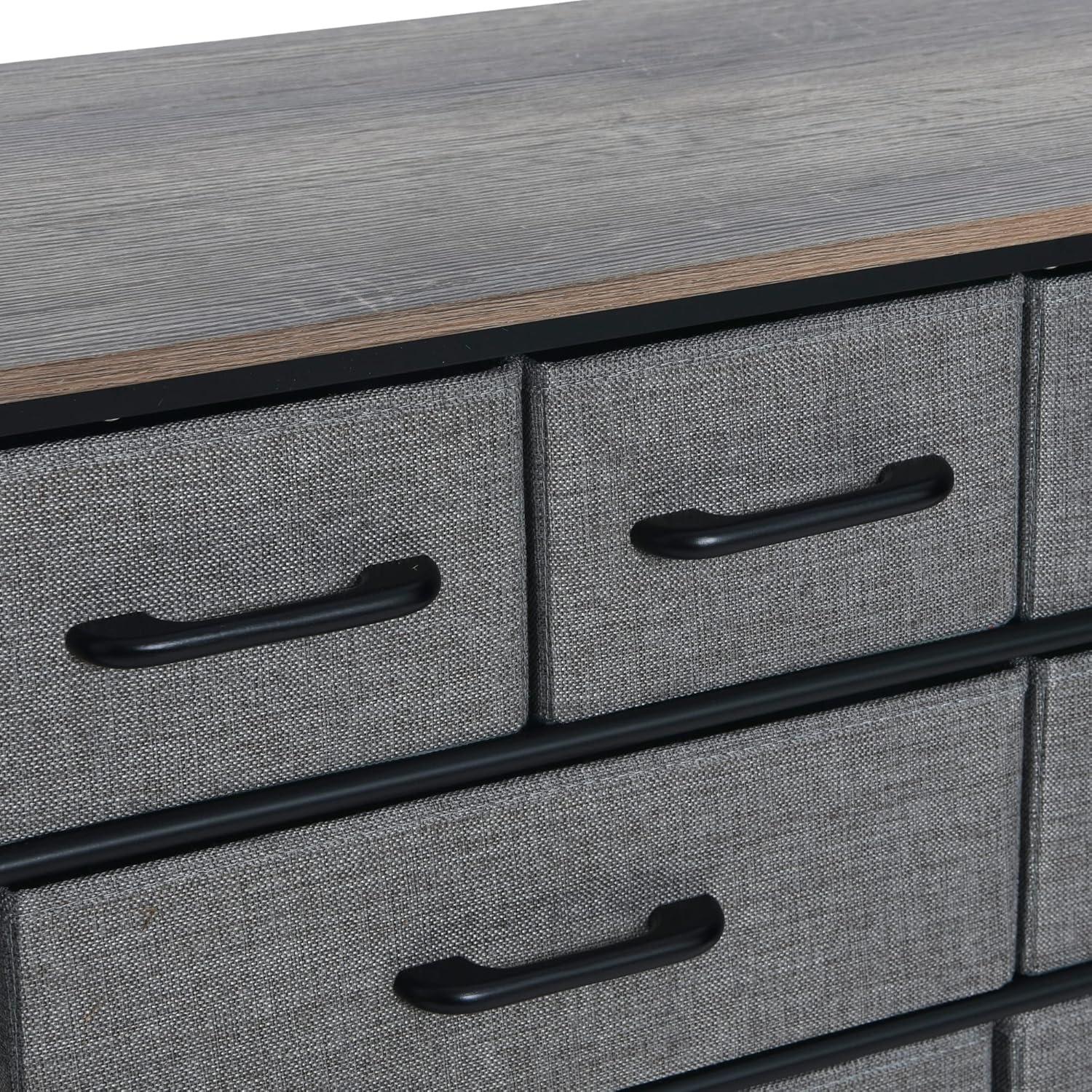 Ashwood Black Metal Frame 8-Drawer Wide Dresser