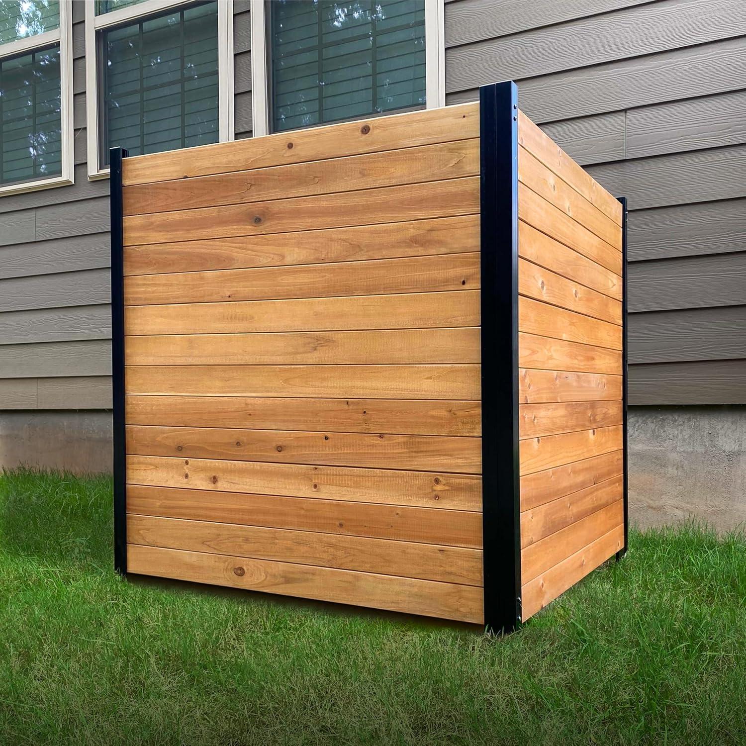 4ft H x 4ft W (2 Panels) No Dig Enclo Premium Wood Privacy Screen, Ideal Outdoor Privacy Wall, Pool Equipment Enclosure, Cedar Privacy Fence, Trash Can Enclosures, Air Conditioner Fence, EC18029