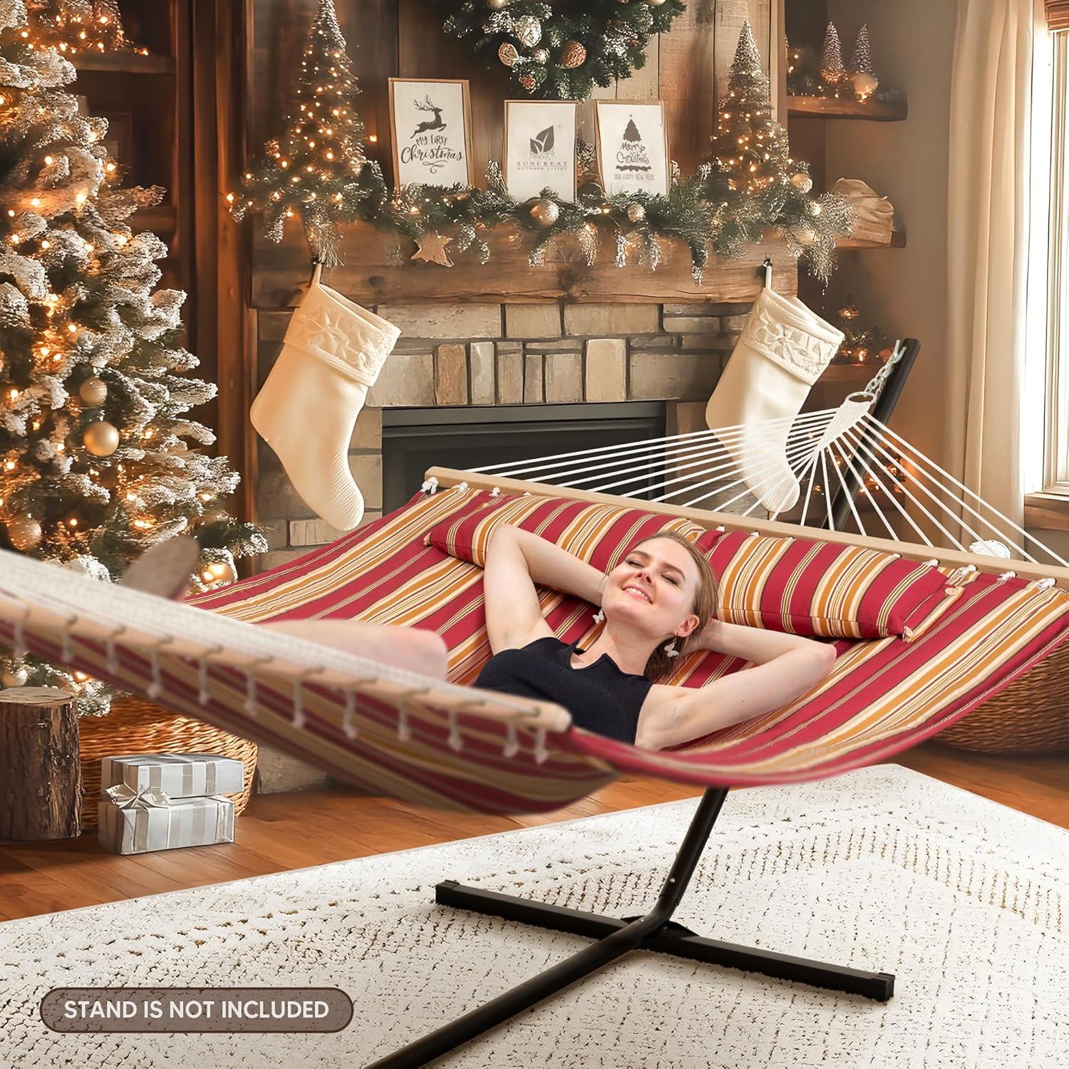 2-Person Quilted Polyester Spreader Bar Hammock