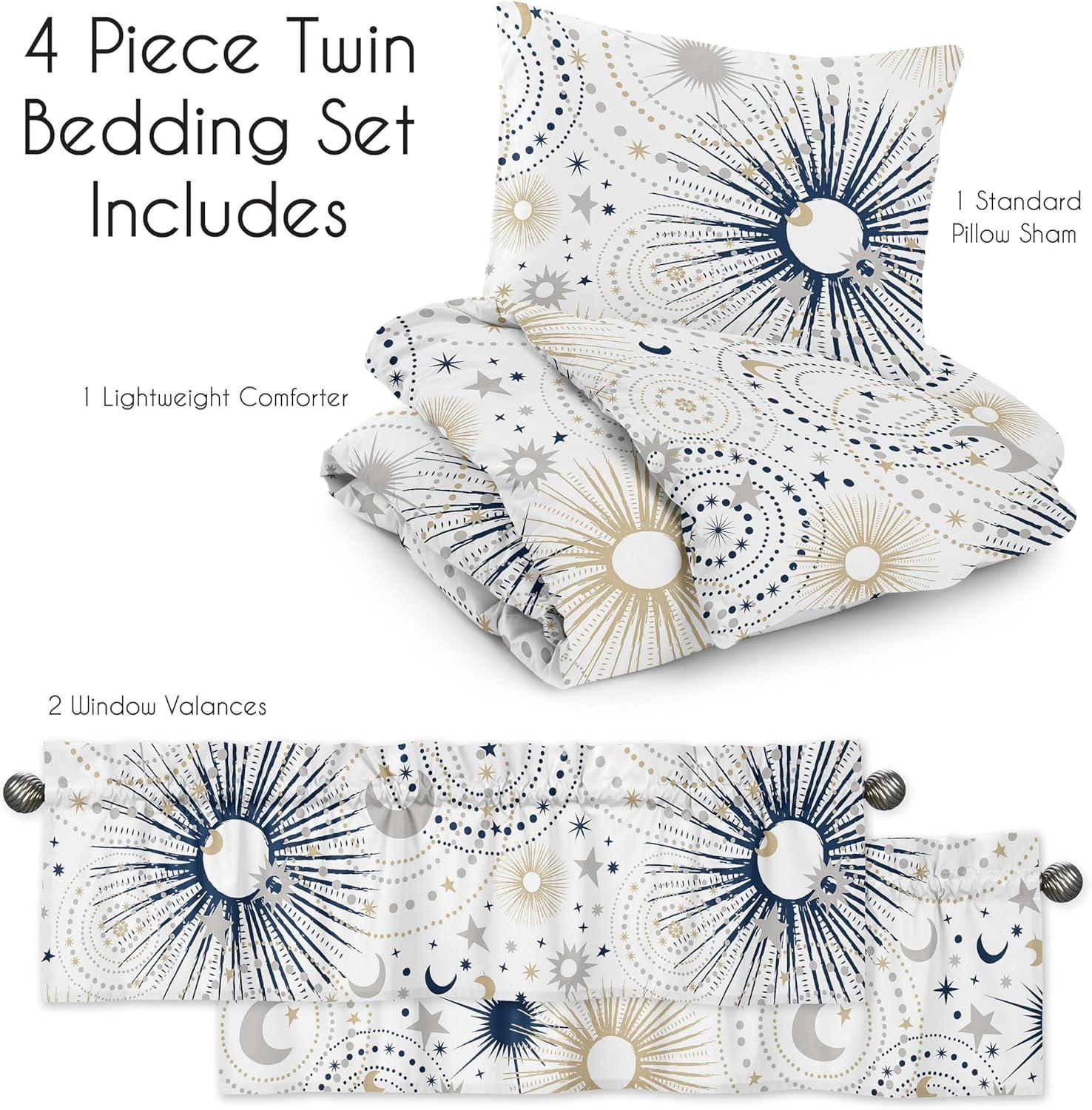 Celestial Gold/Gray/White Microfiber 4 Piece Set