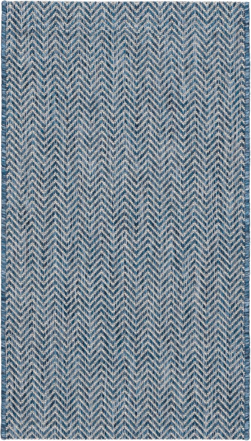Courtyard CY8022 Power Loomed Indoor and Outdoor Runner Rug - Navy/Grey - 2'3"x5' - Safavieh