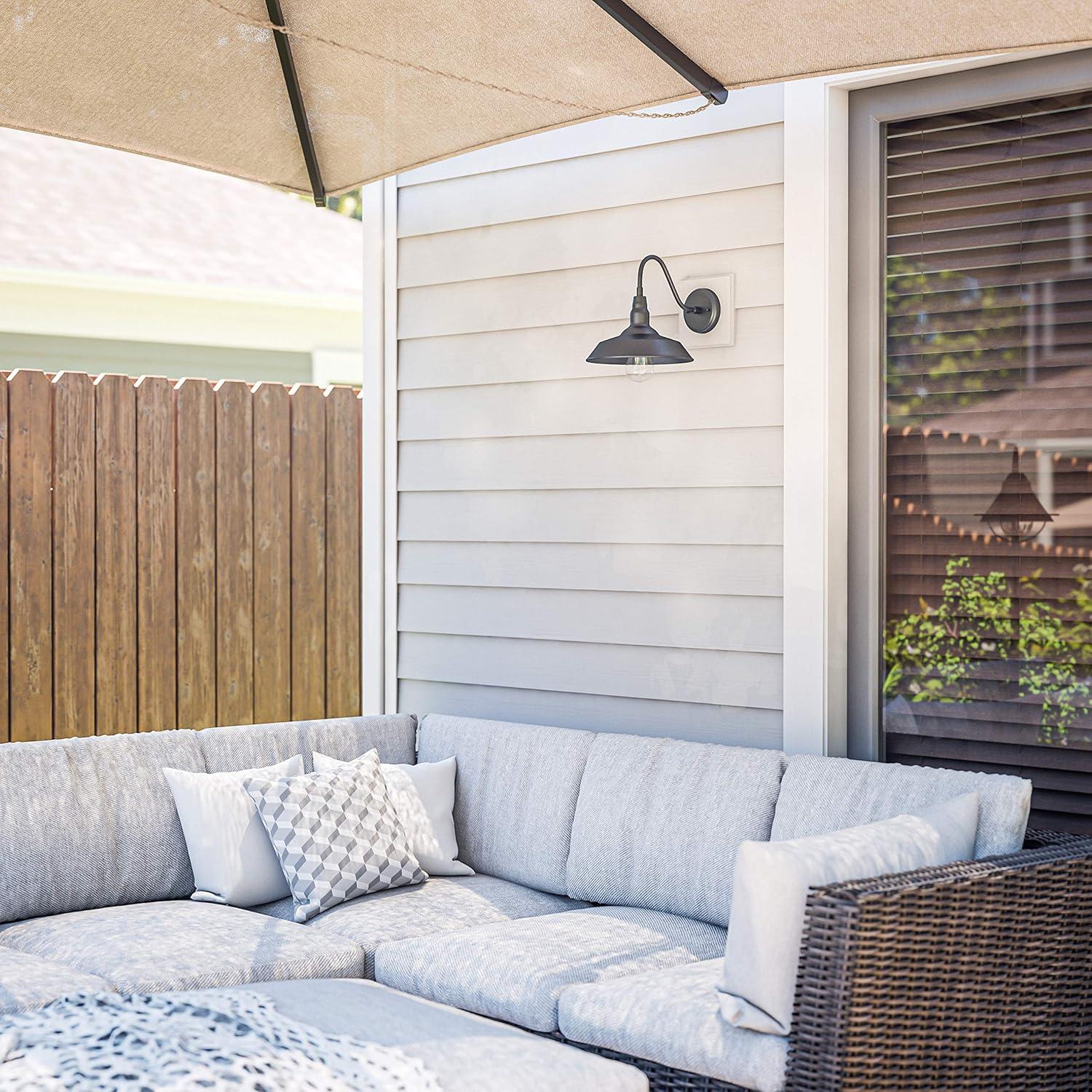 Barnes 10 in. Black Outdoor Hardwired Lantern Sconce