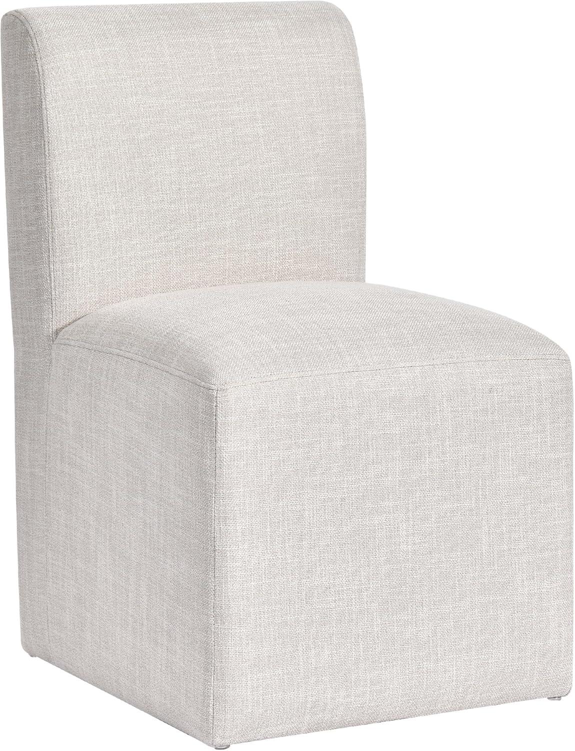 Gray Linen Upholstered Dining Chair with Swivel Seat