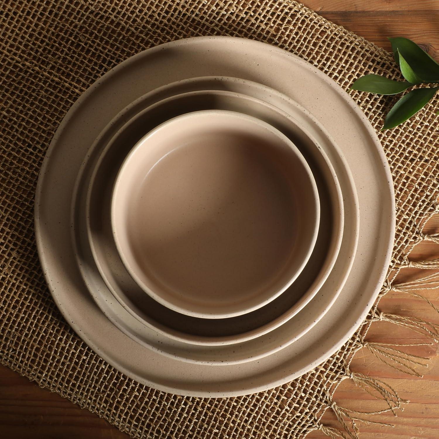 Gibson Elite Gibson Elite Tatum Premium Porcelain Matte Reactive Glaze 16 Piece (Service for 4) Plates and Bolws Stackable Dishes Ceramic Dinnerware