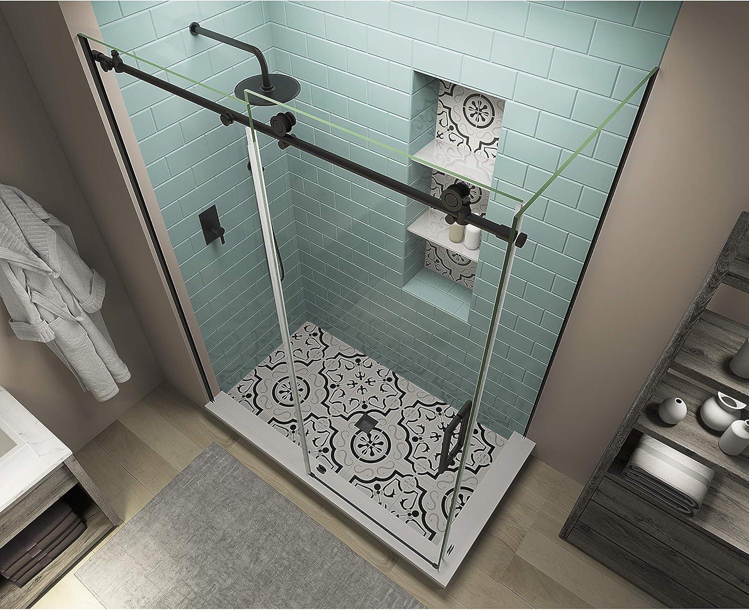 Aston Coraline XL 52" - 56" W x 38" D x 80" H Frameless Rectangle Sliding Shower Enclosure SEN984EZ.UC-MB-563880-R