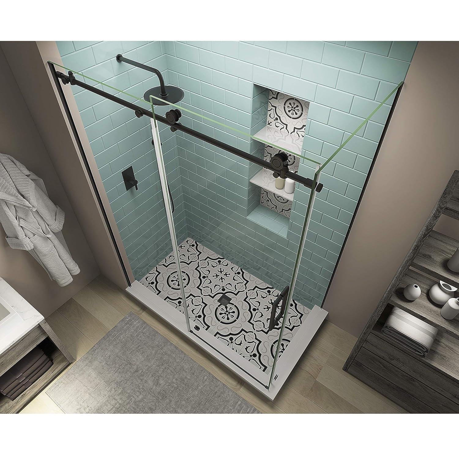Aston Coraline XL 52" - 56" W x 38" D x 80" H Frameless Rectangle Sliding Shower Enclosure SEN984EZ.UC-MB-563880-R