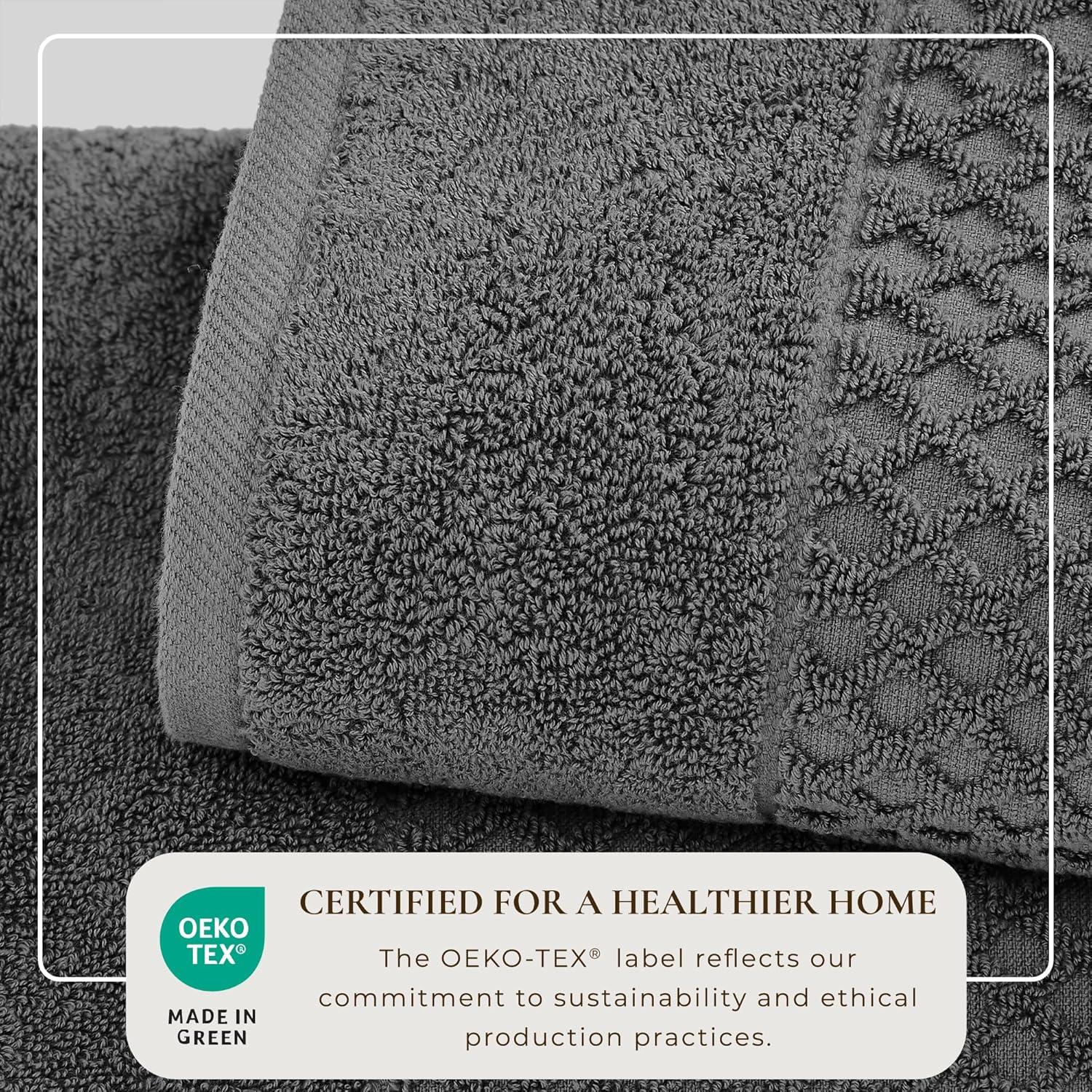 Cotton Quick-Dry Textured Towels - Great Bay Home (4 Pack Bath Towels, Dark Grey).