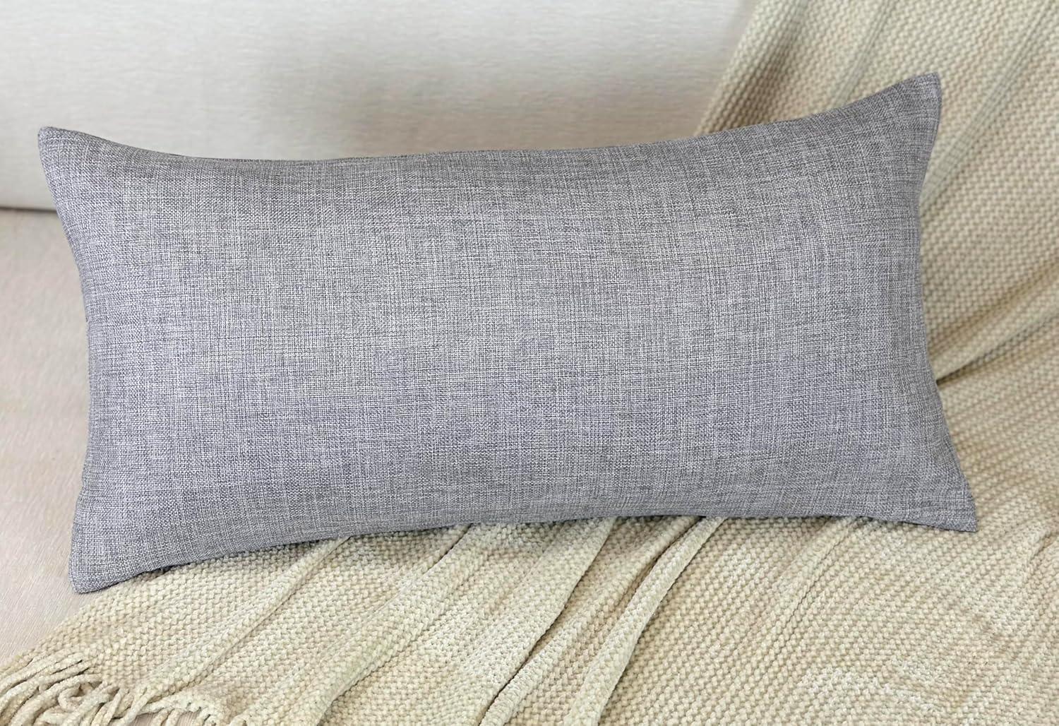 Light Grey Rectangular Polyester Lumbar Pillow Cover