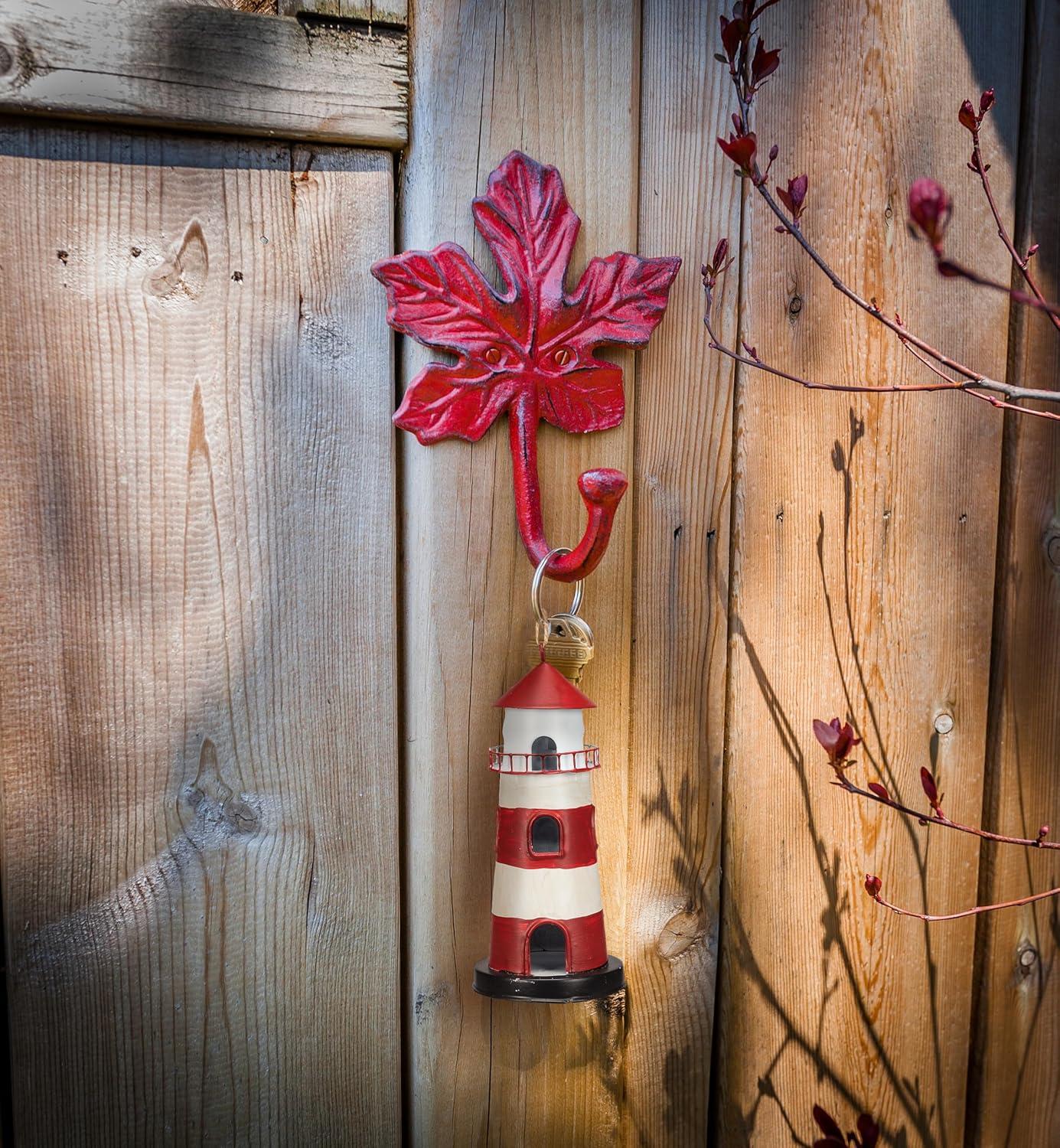 Abbott Collection AB-27-IRONAGE-352 6 in. Maple Leaf Wall Hook, Antique Red