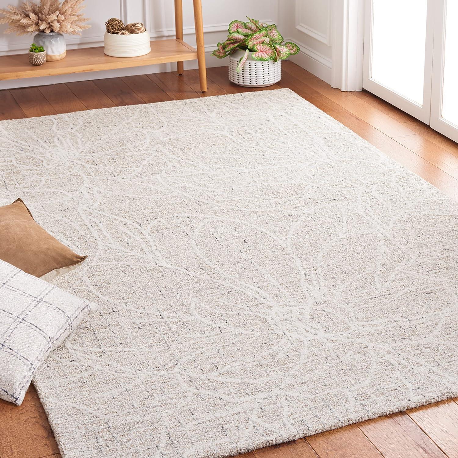 Ivory Elegance 4' x 6' Hand-Tufted Wool Rectangular Area Rug