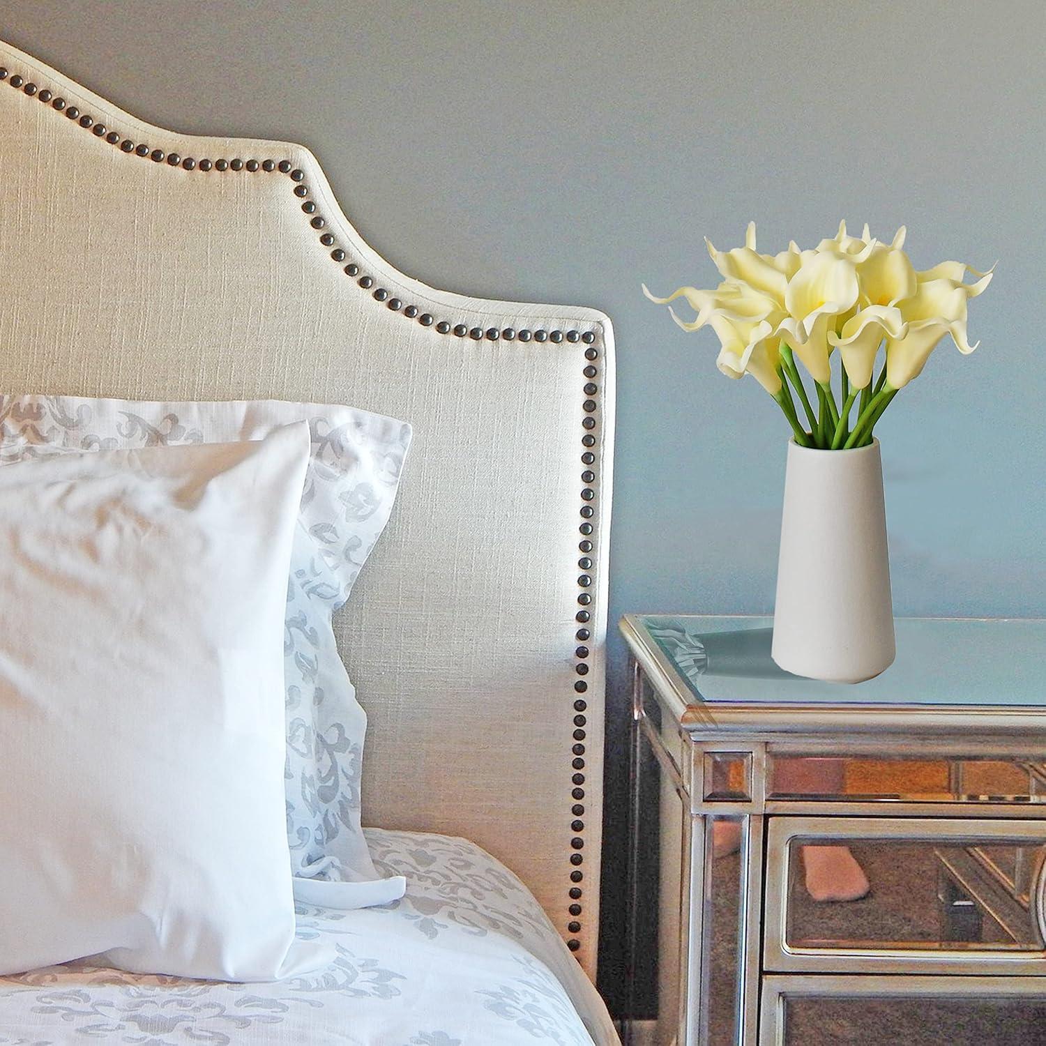 Namzi -a 20pcs Fake Flowers Artificial Calla Lily Silk Flowers 13.4 Inch for Mother's Day Easter Home Kitchen and Wedding (White)