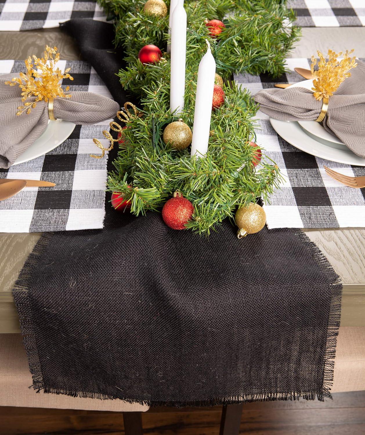 Black Jute Rustic Table Runner, 15 x 110 inches