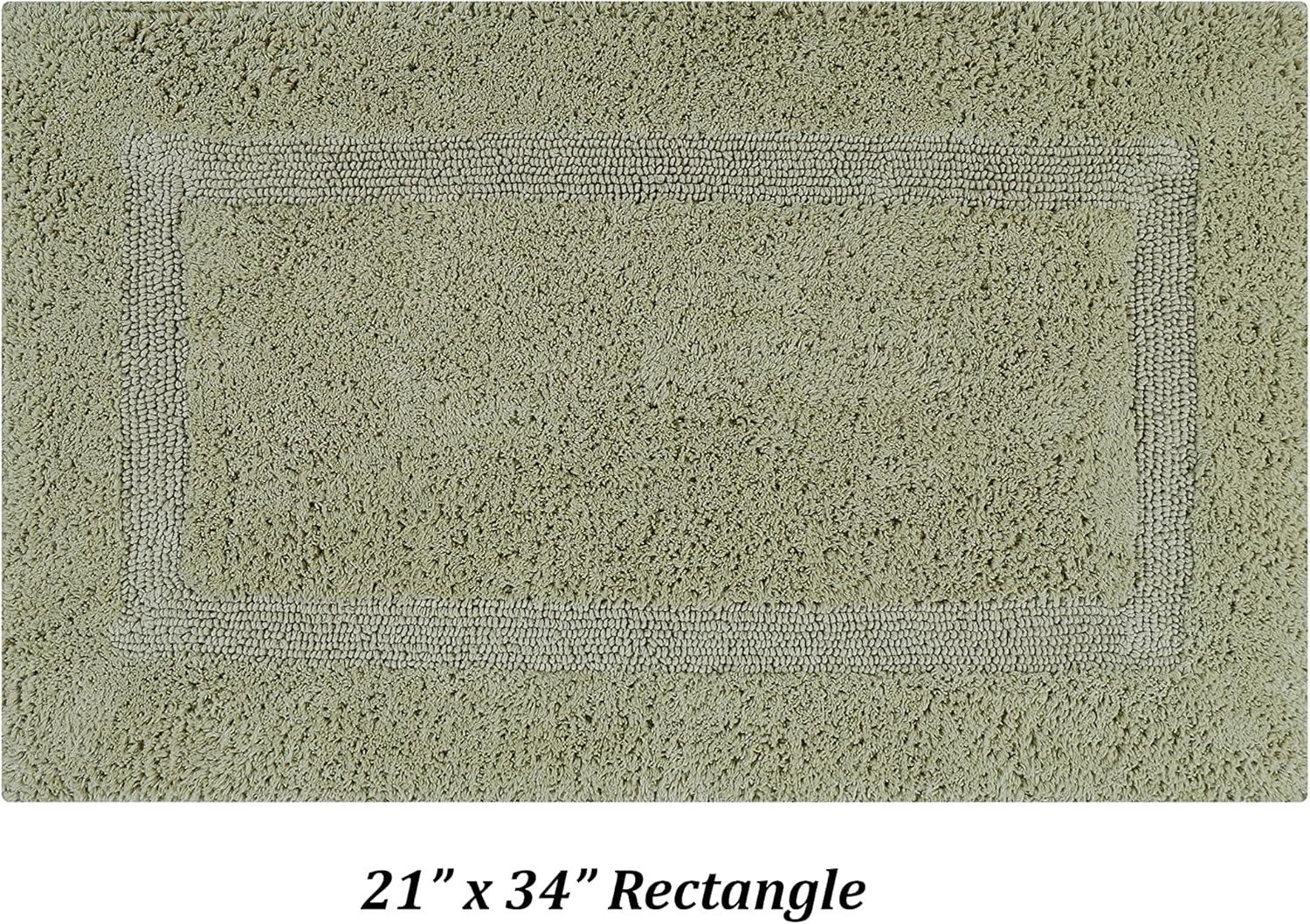 Better Trends Lux 100% Cotton Tufted Solid Reversible Bath Rug Set 2 PC (17" x 24" | 21" x 34") - Sage