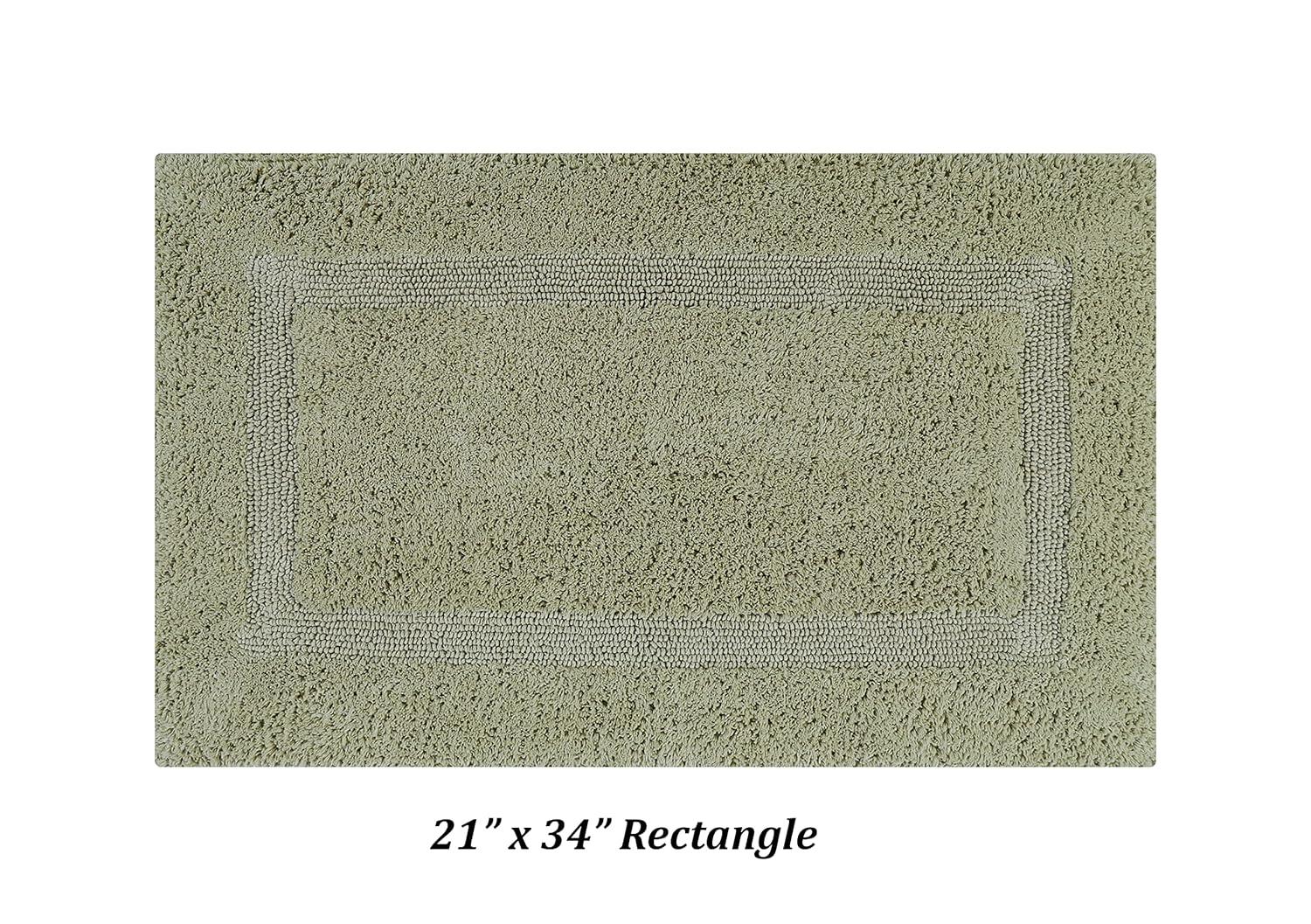 Better Trends Lux 100% Cotton Tufted Solid Reversible Bath Rug Set 3 PC (17" x 24" | 21" x 34" | 24" x 40") - Sage