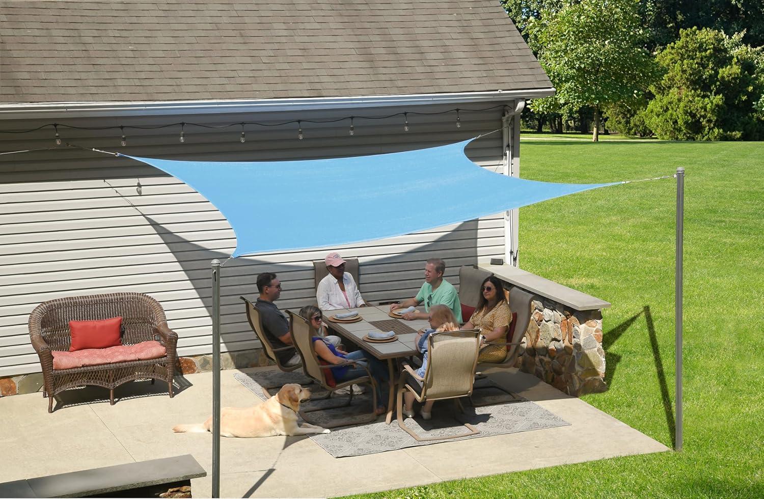 12 ft. Square Blue UV-Resistant Patio Shade Sail