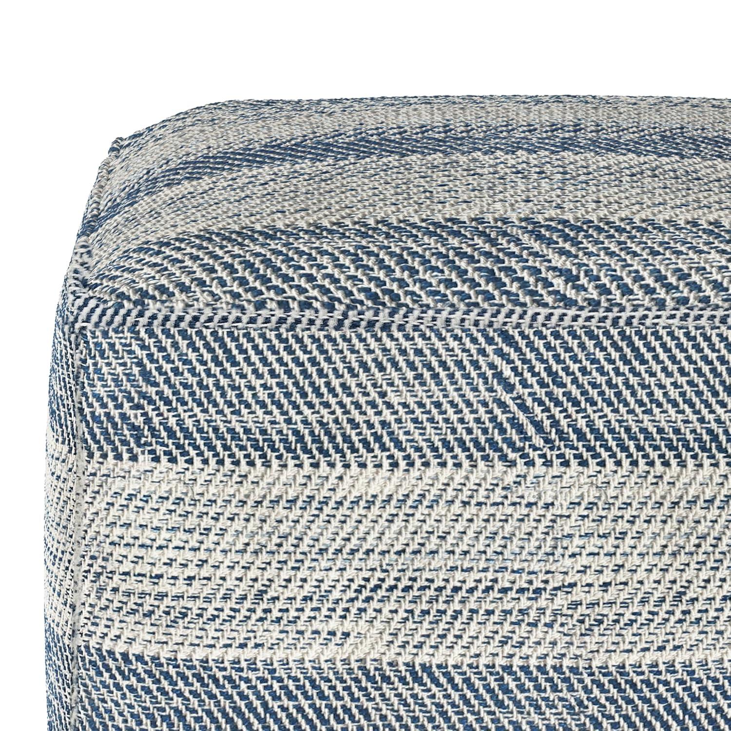 Simpli Home Clay 18"W Upholstered Cotton Square Pouf