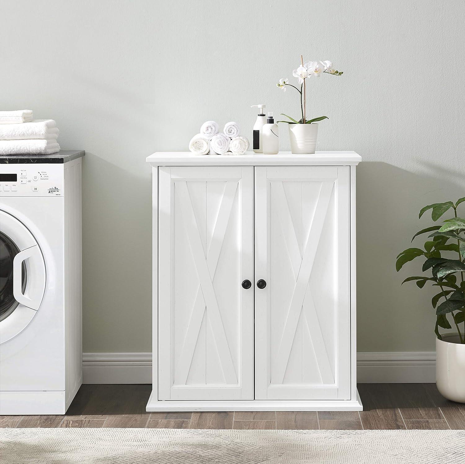 Crosley Clifton Stackable Pantry White: Farmhouse Style, Wood Veneer, Adjustable Shelves, Anti-Tip Hardware