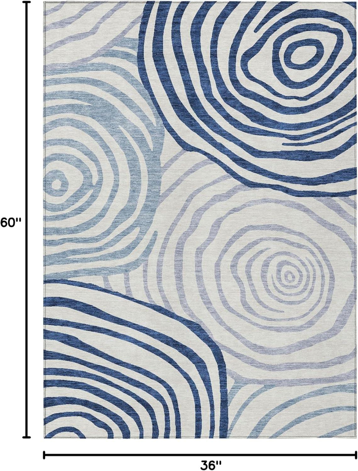 Blue and Off-White Synthetic Flat Woven 8' x 10' Rug