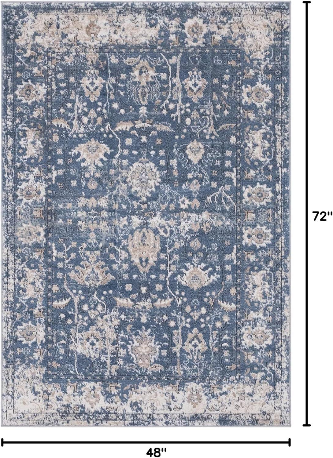 Nuloom Florid Emma Floral 4x6 Indoor Area Rug for Living Room Bedroom Dining Room Kitchen, Blue/Ivory