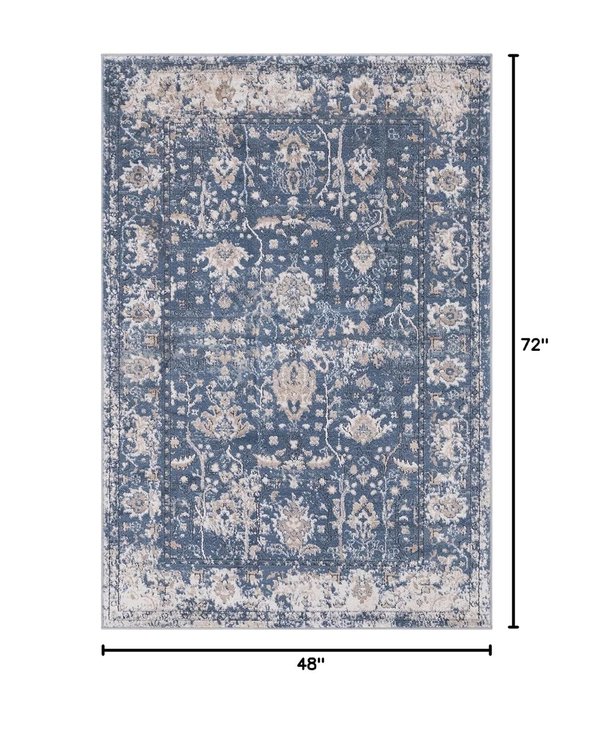 Nuloom Florid Emma Floral 4x6 Indoor Area Rug for Living Room Bedroom Dining Room Kitchen, Blue/Ivory