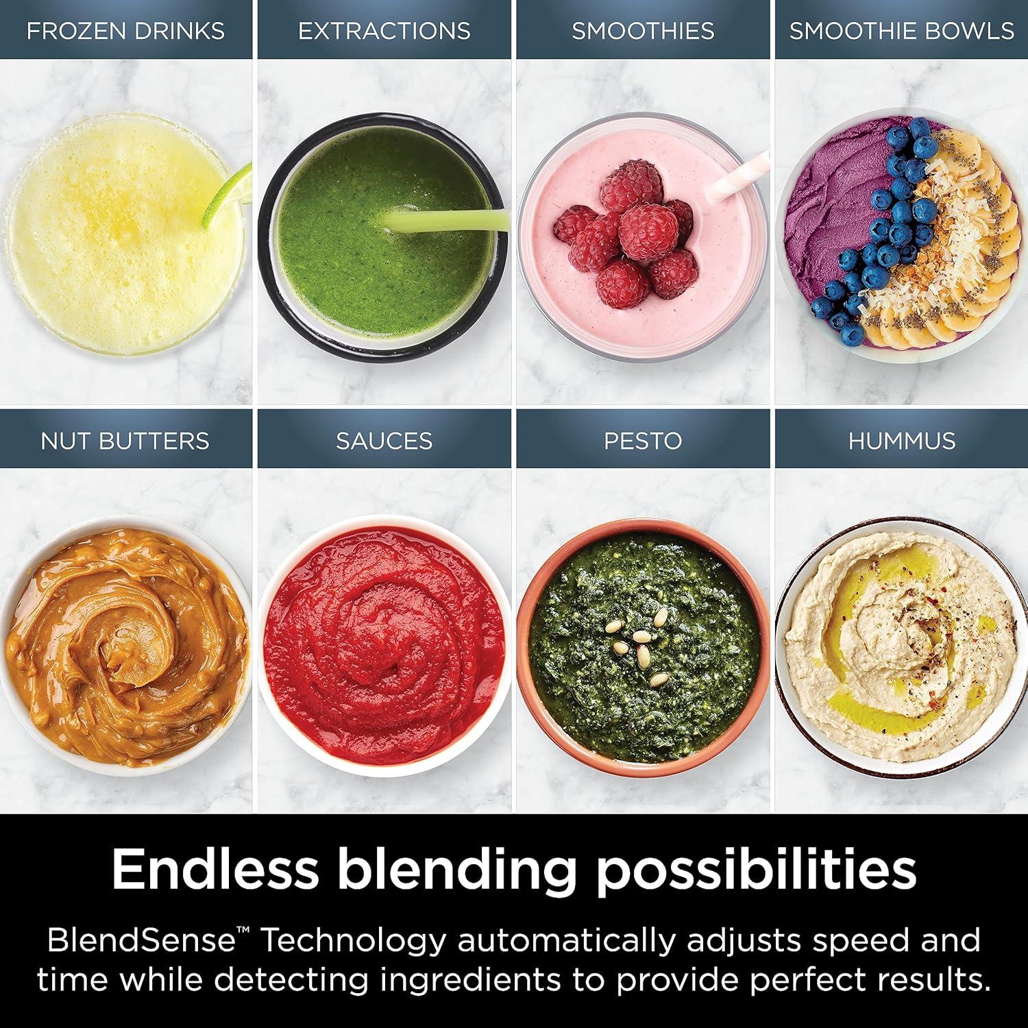 Ninja Ninja® Detect Power Blender Pro & Personal Single-Serve, BlendSense Technology, For-Smoothies, Food and More, Compact Design, 1800 P-Watts, with 72 oz. Pitcher and (2) 24 oz. Cups