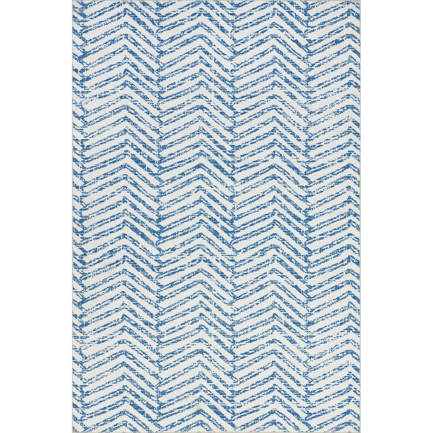 Nuloom Rosanne Herringbone 3x5 Machine Washable Accent Indoor Area Rug for Living Room Bedroom Dining Room Entryway Kitchen, Blue/Ivory