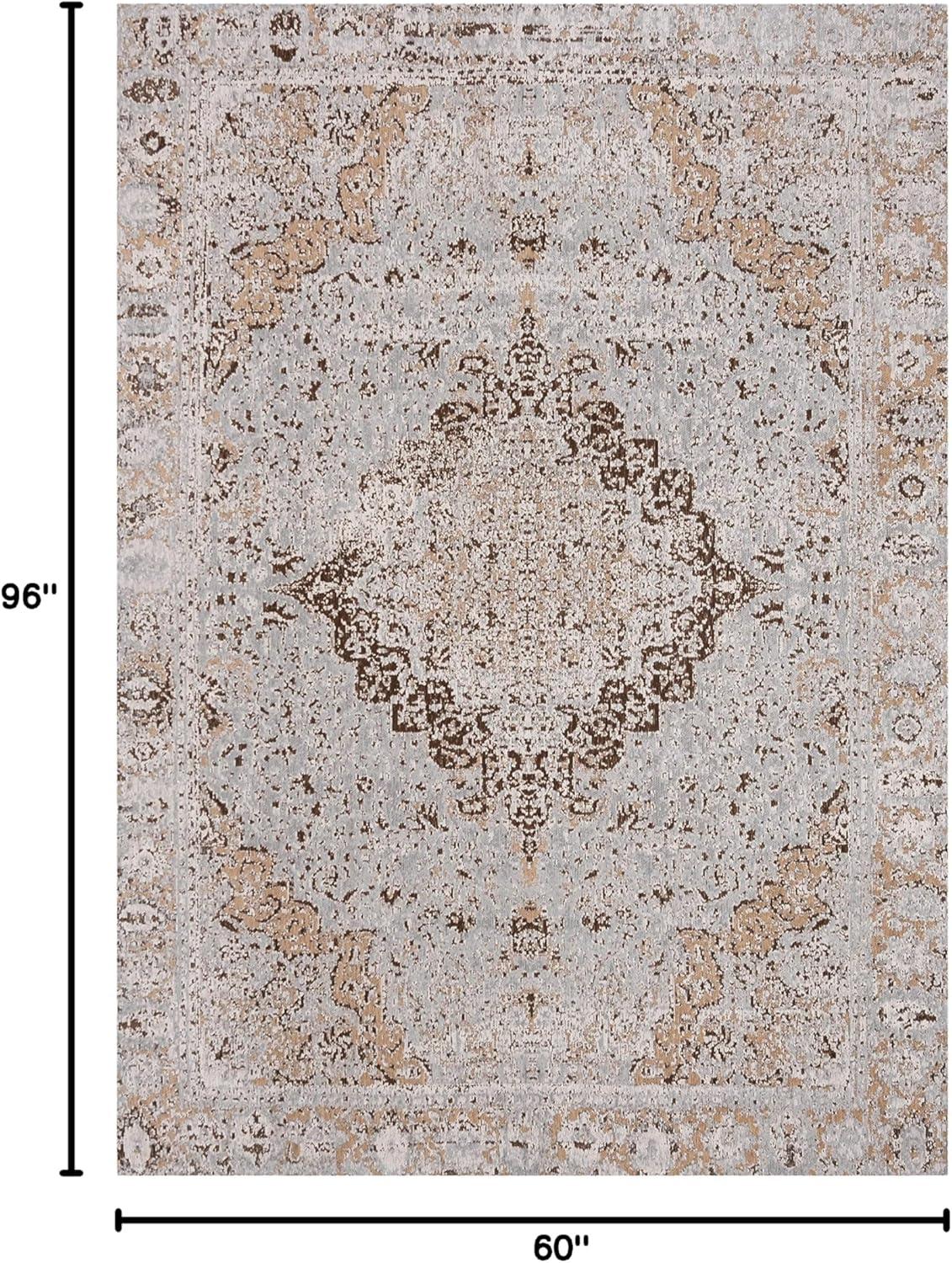 SAFAVIEH Classic Vintage Tris Floral Bordered Polyester Area Rug, Taupe, 5' x 8'