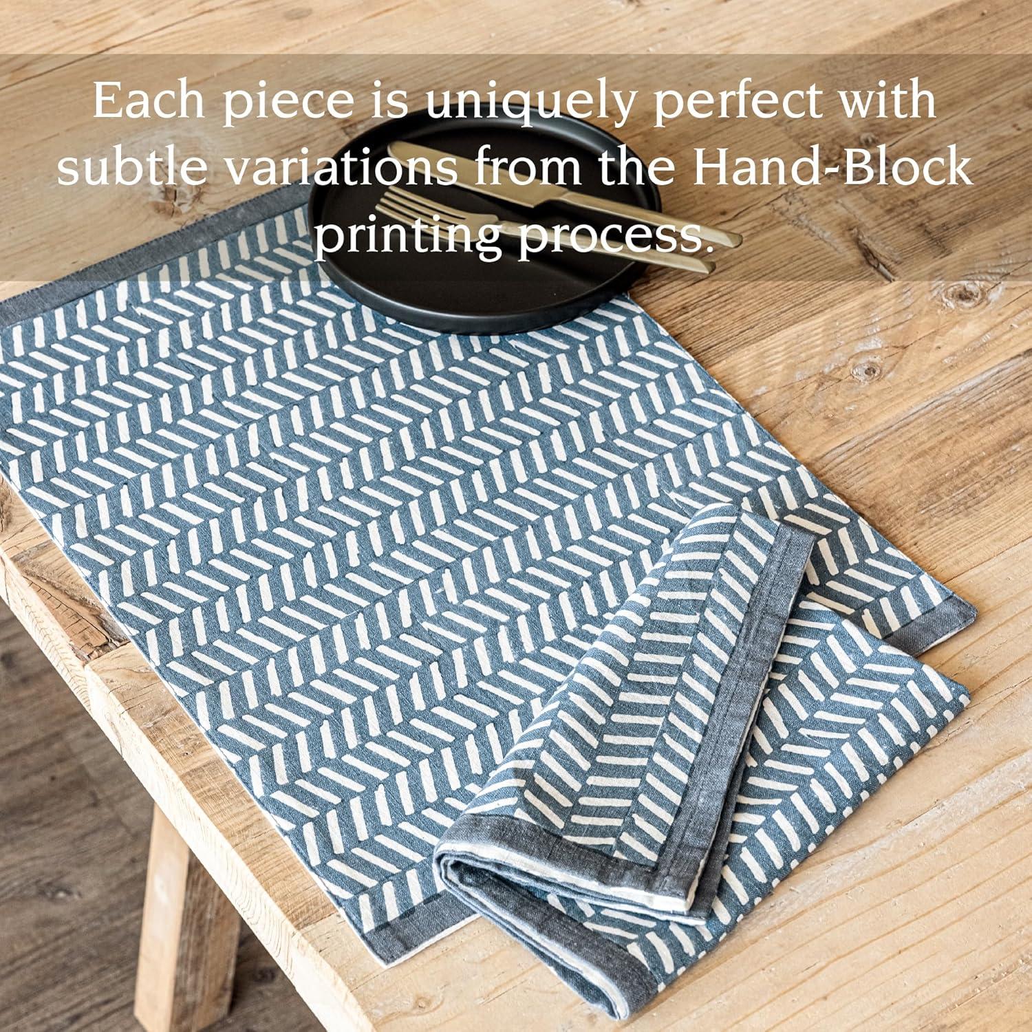 over&back Set of 4 Hand-Blocked Placemats - 100% Cotton - Machine Washable - Kitchen and Home Décor