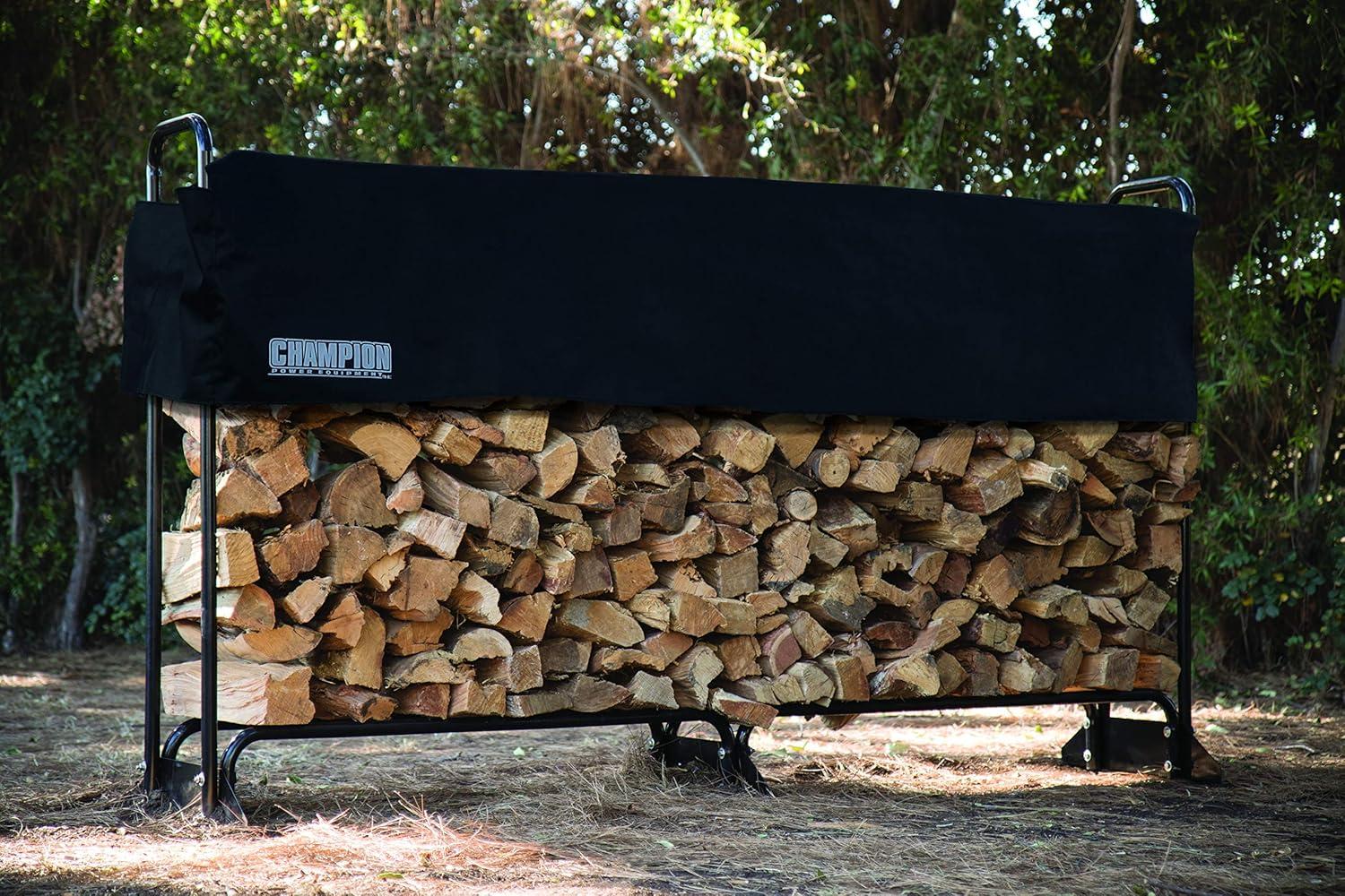 Champion 96-Inch Black Canvas Firewood Rack Cover