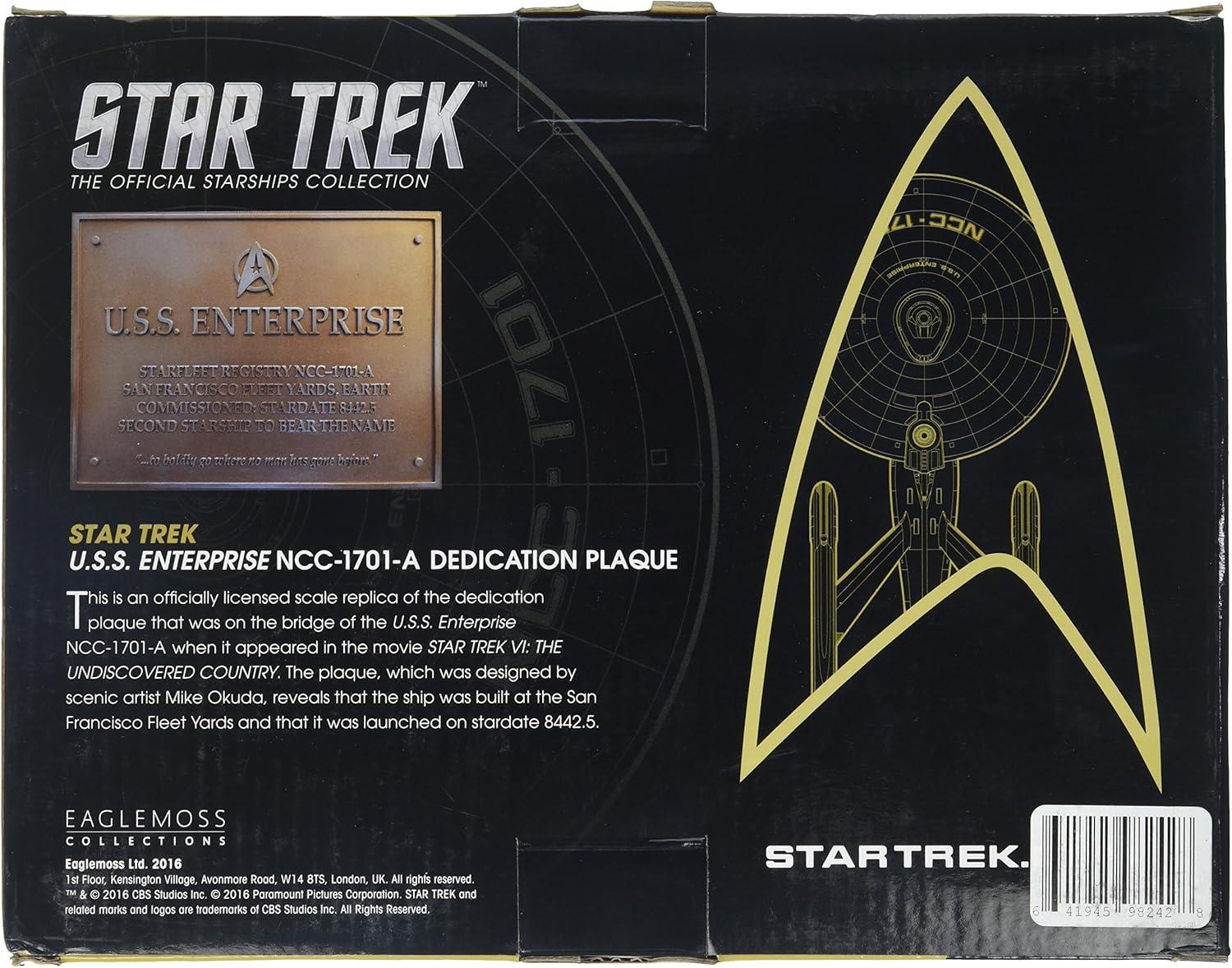 Eaglemoss Collections Star Trek Discovery USS Enterprise NCC-1701-A Dedication Plaque Replica