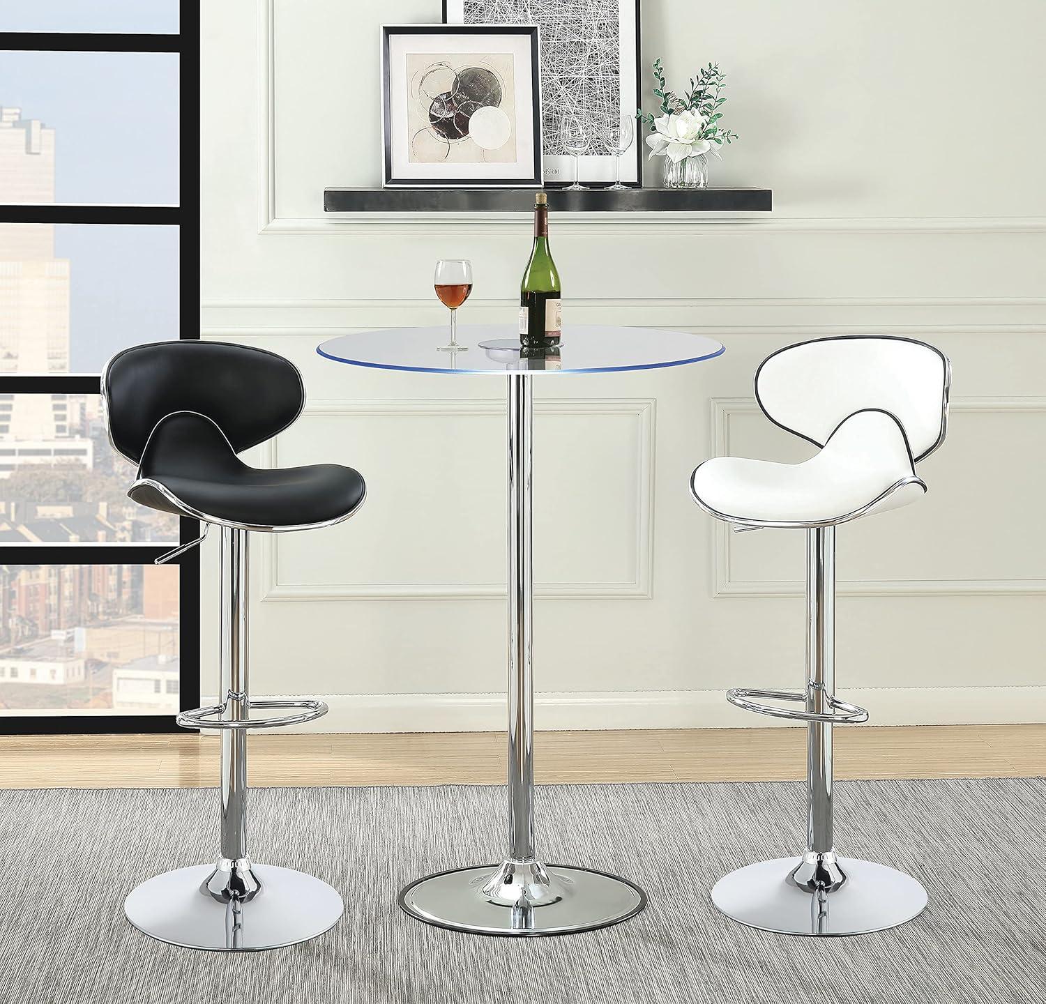 Coaster Faux Leather Upholstered Adjustable Height Bar Stool in White