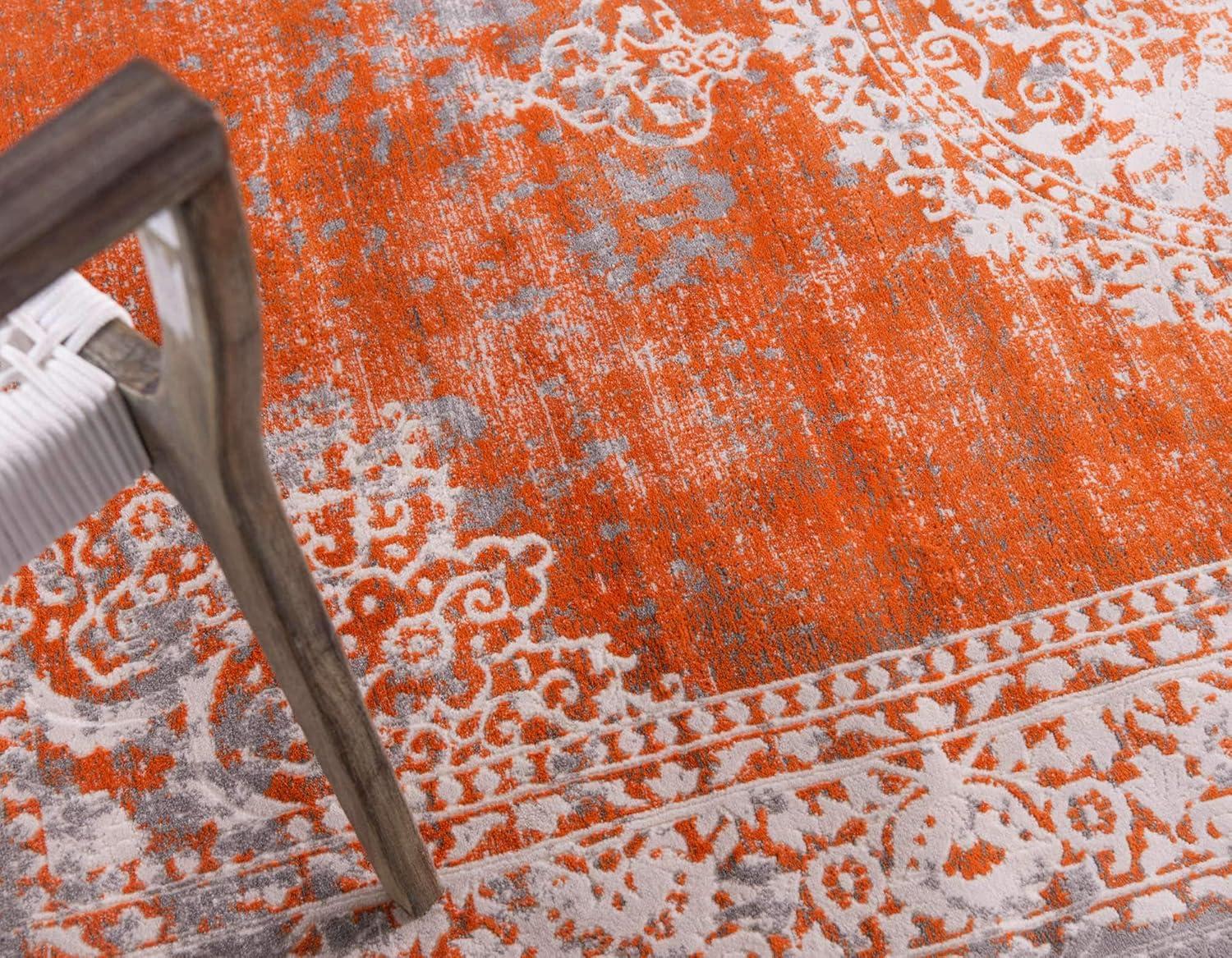 Unique Loom New Classical Collection Area Rug - Olwen (8' x 11' 4" Rectangle Terracotta/Gray)