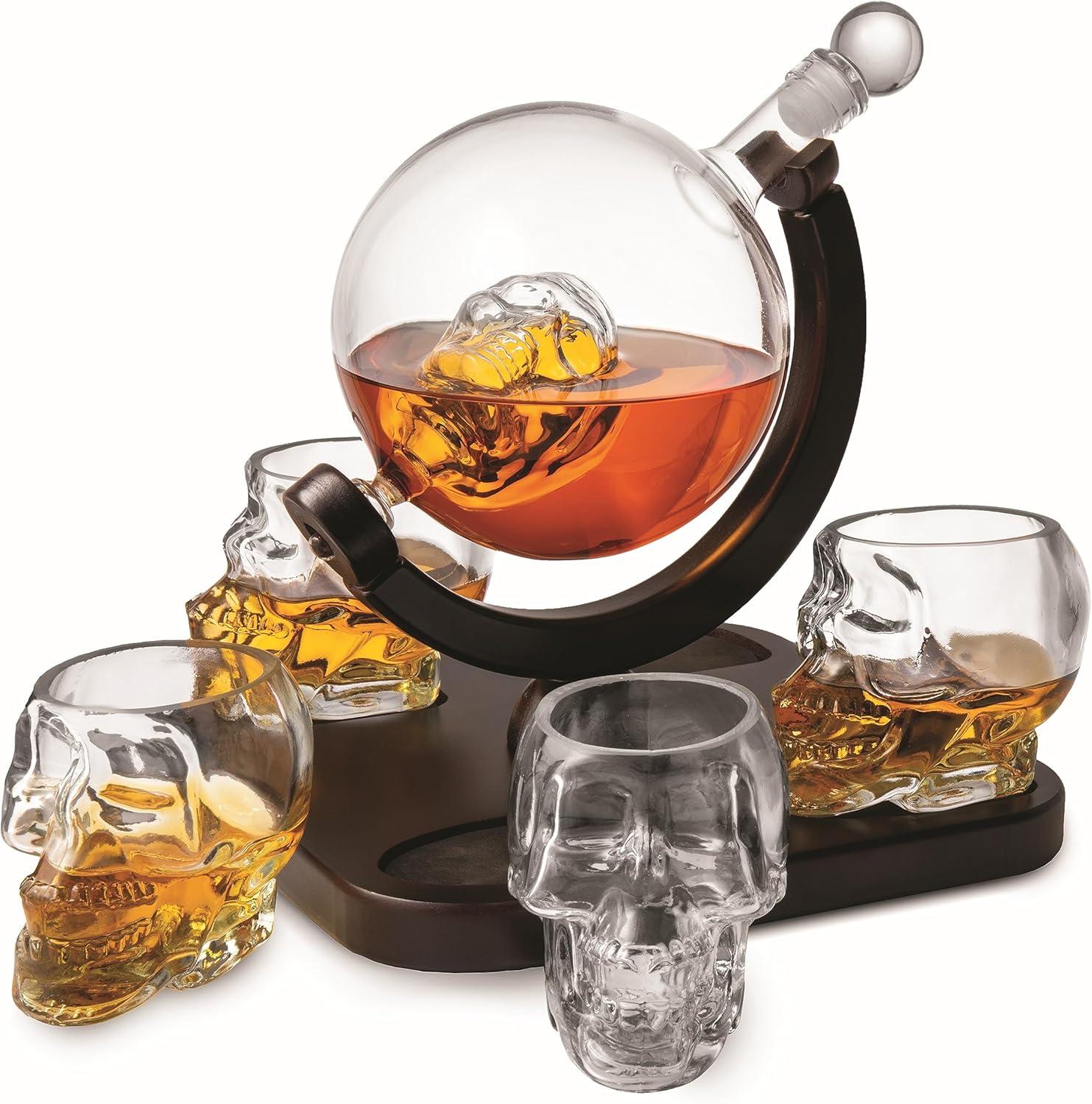 Skull 5 Piece Whiskey Decanter Set