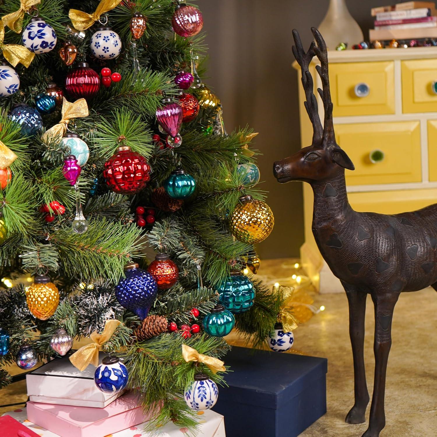 25 Piece Silver Mercury Glass Christmas Ornaments Vintage Christmas Decorations For Tree, Halloween, New Year, Valentine Day, Holidays, Event And Wedding Party Decor