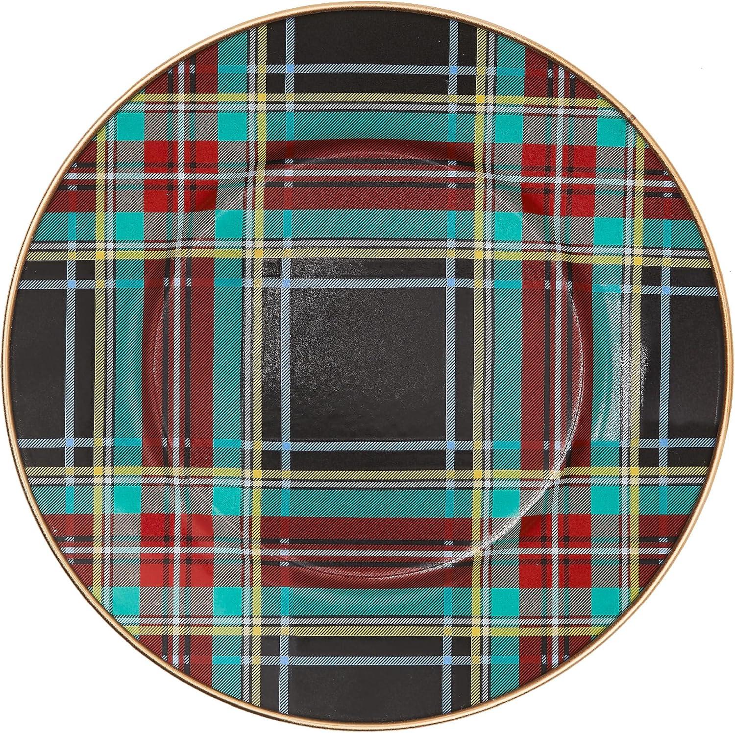 Black Tartan Handcrafted Chip-Resistant Salad Plate