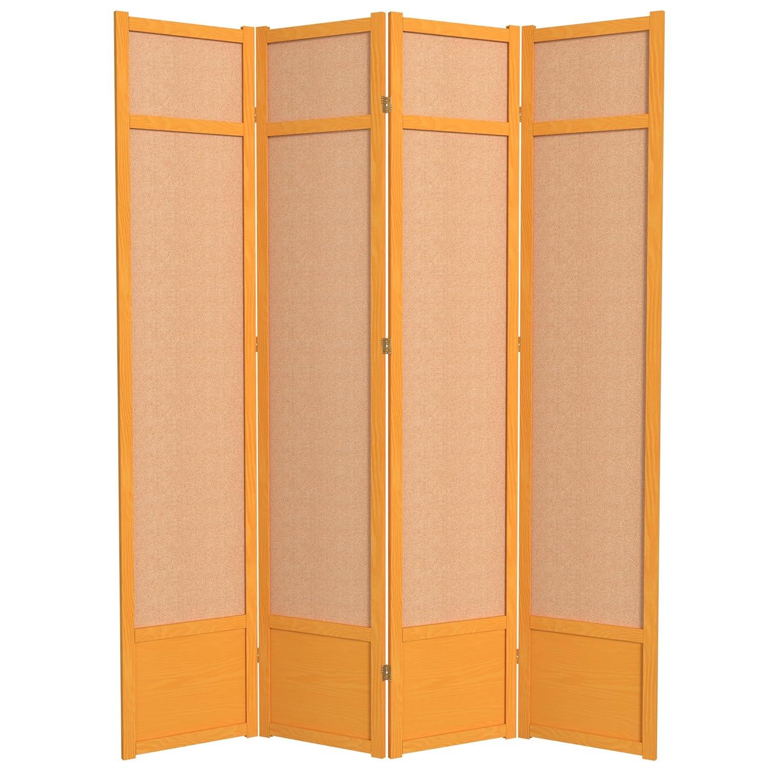 Oriental Furniture 7 Ft Tall Jute Shoji Screen, honey, 4 panel