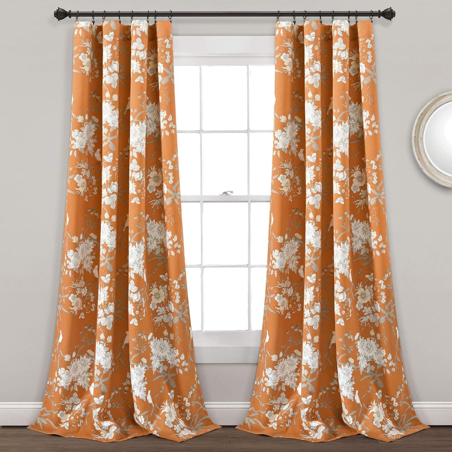 Botanical Garden Polyester Room Darkening Curtain Pair