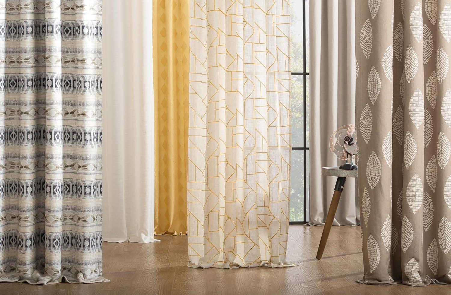 63"x52" Slub Textured Linen Blend Grommet Top Curtain Ivory - Archaeo: Light Filtering, Modern Indoor Panel