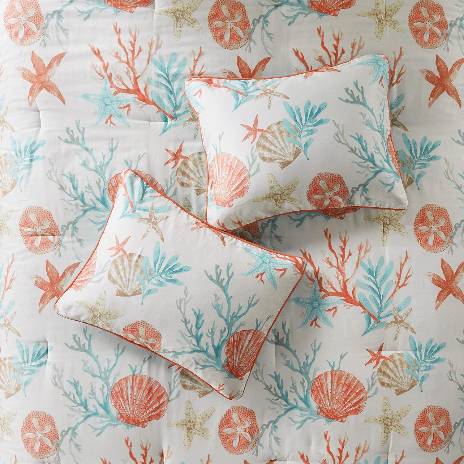 California King Coral Cotton Coastal Comforter Set