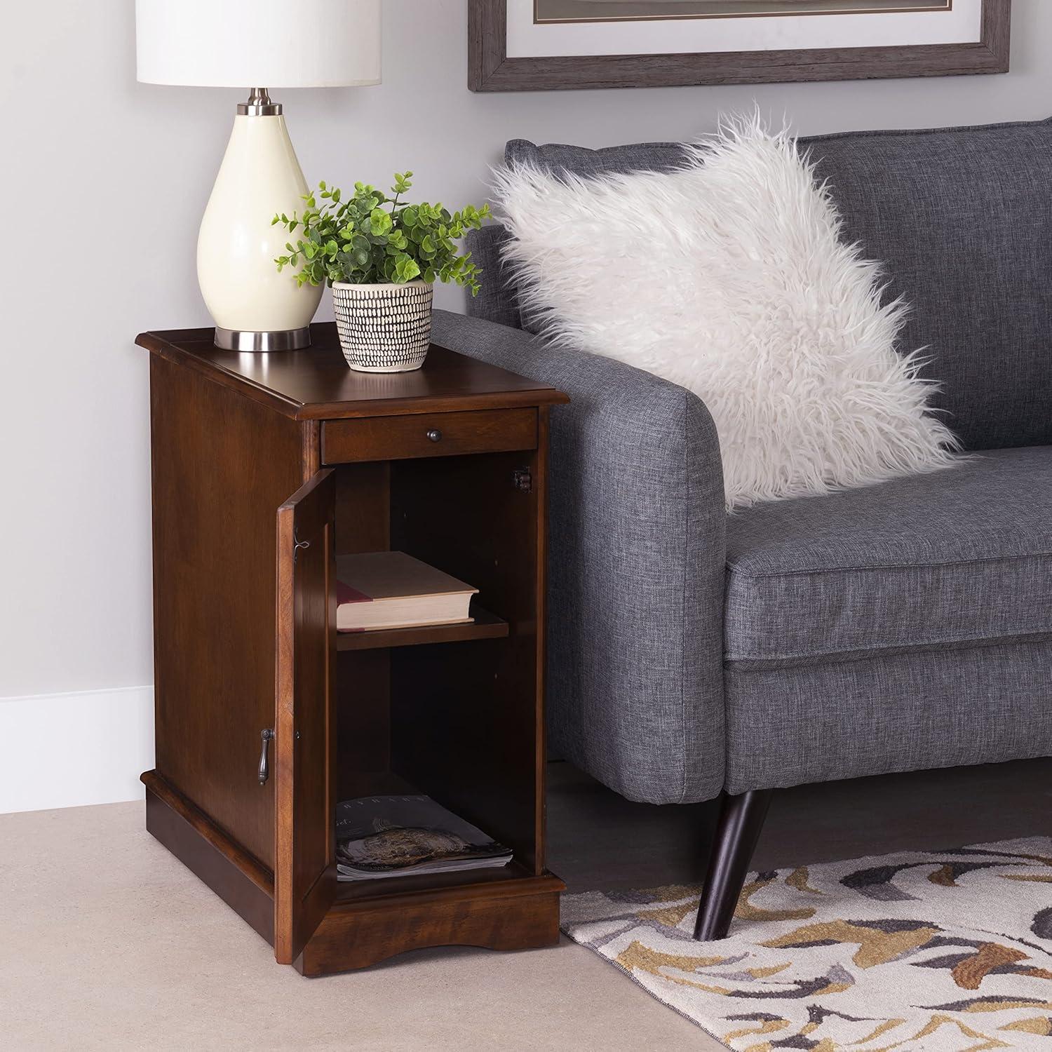 Powell Butler Accent Table with USB and Electrical Charging Station, Hazelnut