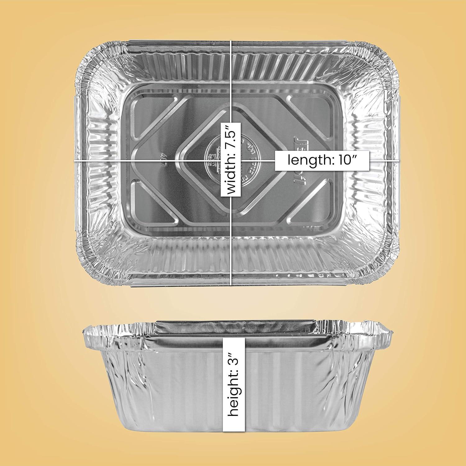 PLASTICPRO Aluminum Foil Baking Pans 7" x 10'"x 3" Oblong Tin Foil Cake Pan for Ovens