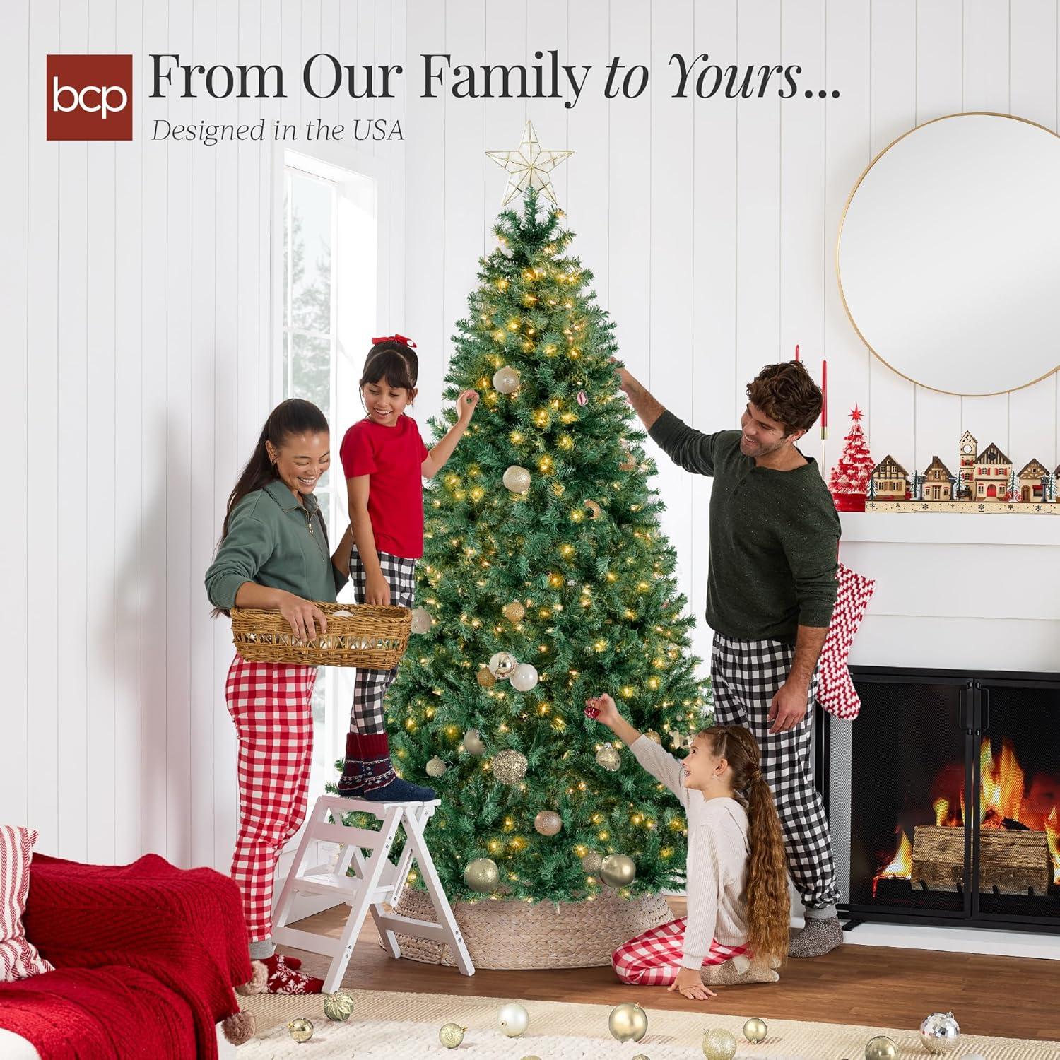Best Choice Products 6ft Pre-Lit Premium Hinged Artificial Christmas Pine Tree w/ 1,000 Tips, 250 Lights, Metal Base