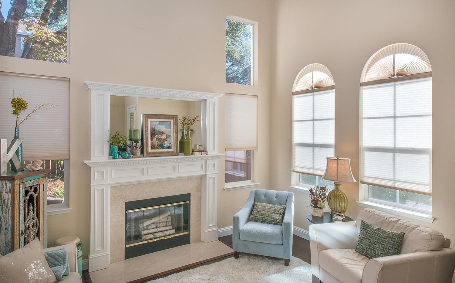 Redi Shade No Tools Original Arch Light Filtering Pleated Fabric Shade Natural, 72" x 36"