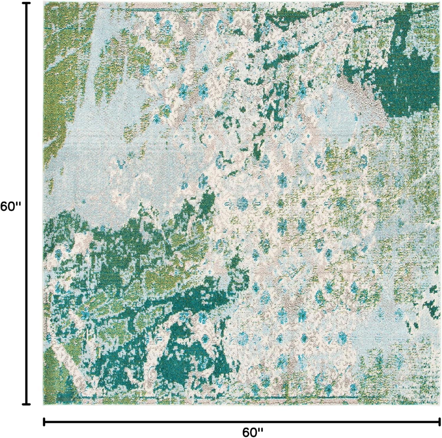 SAFAVIEH Madison Seanan Abstract Area Rug, Green/Blue, 5' x 5' Square