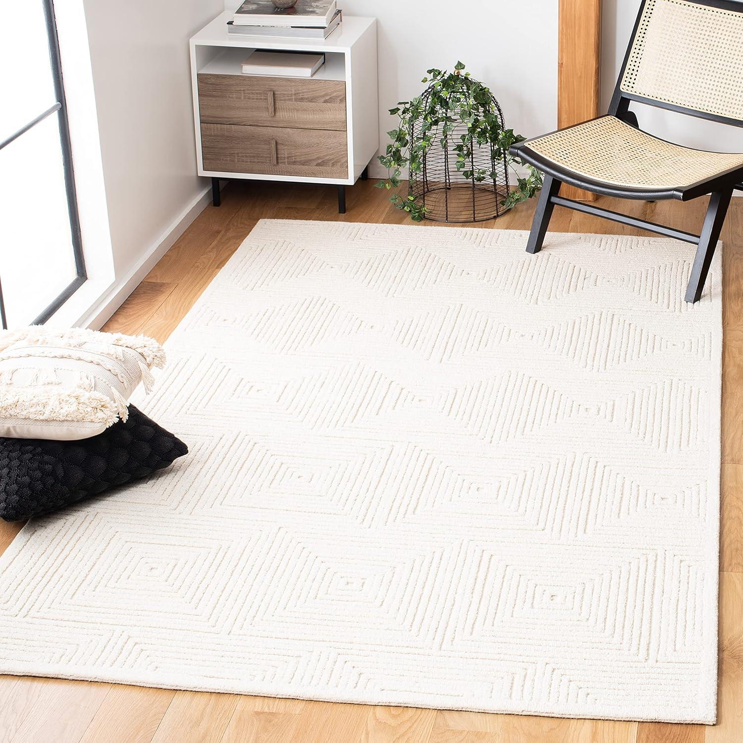 SAFAVIEH Textural Vince Geometric Area Rug, Ivory, 9' x 12'