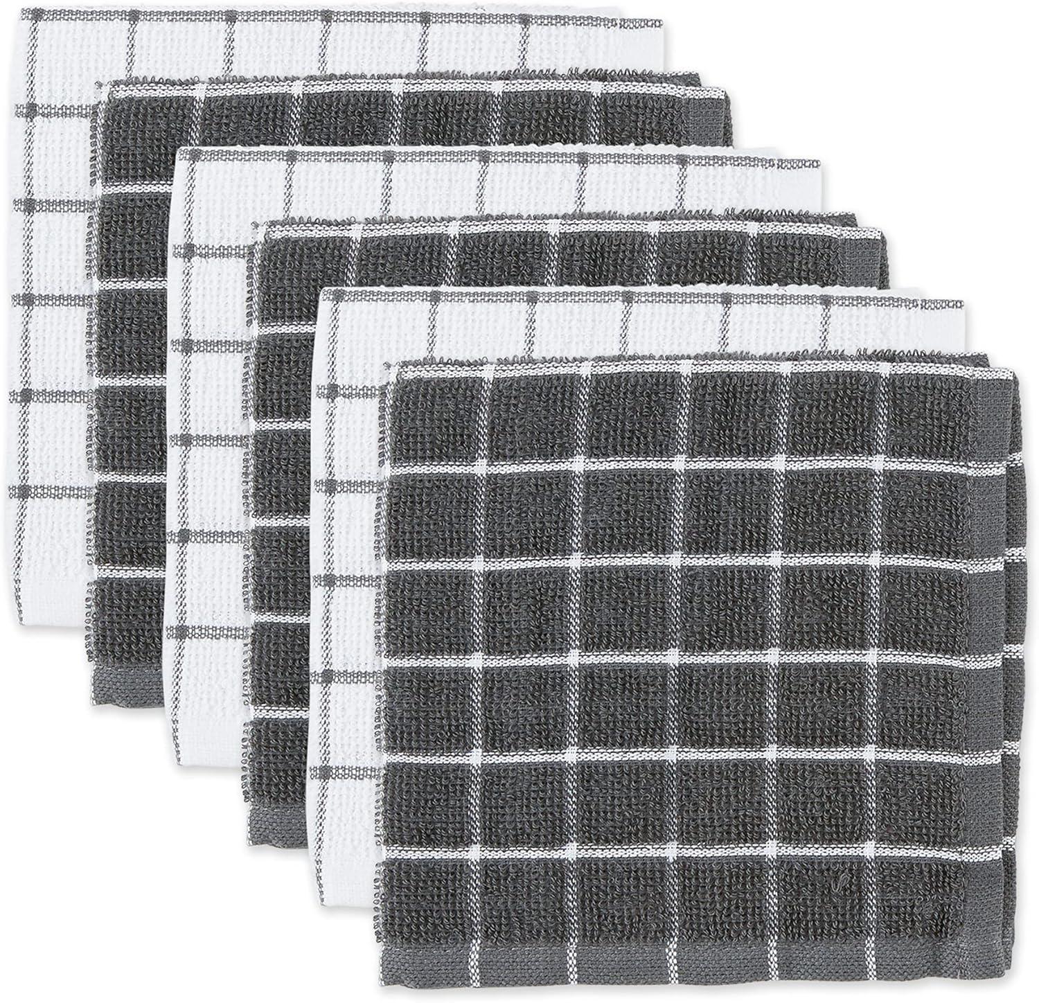 Design Imports Gray Combo Windowpane Dishcloth (Set Of 6)