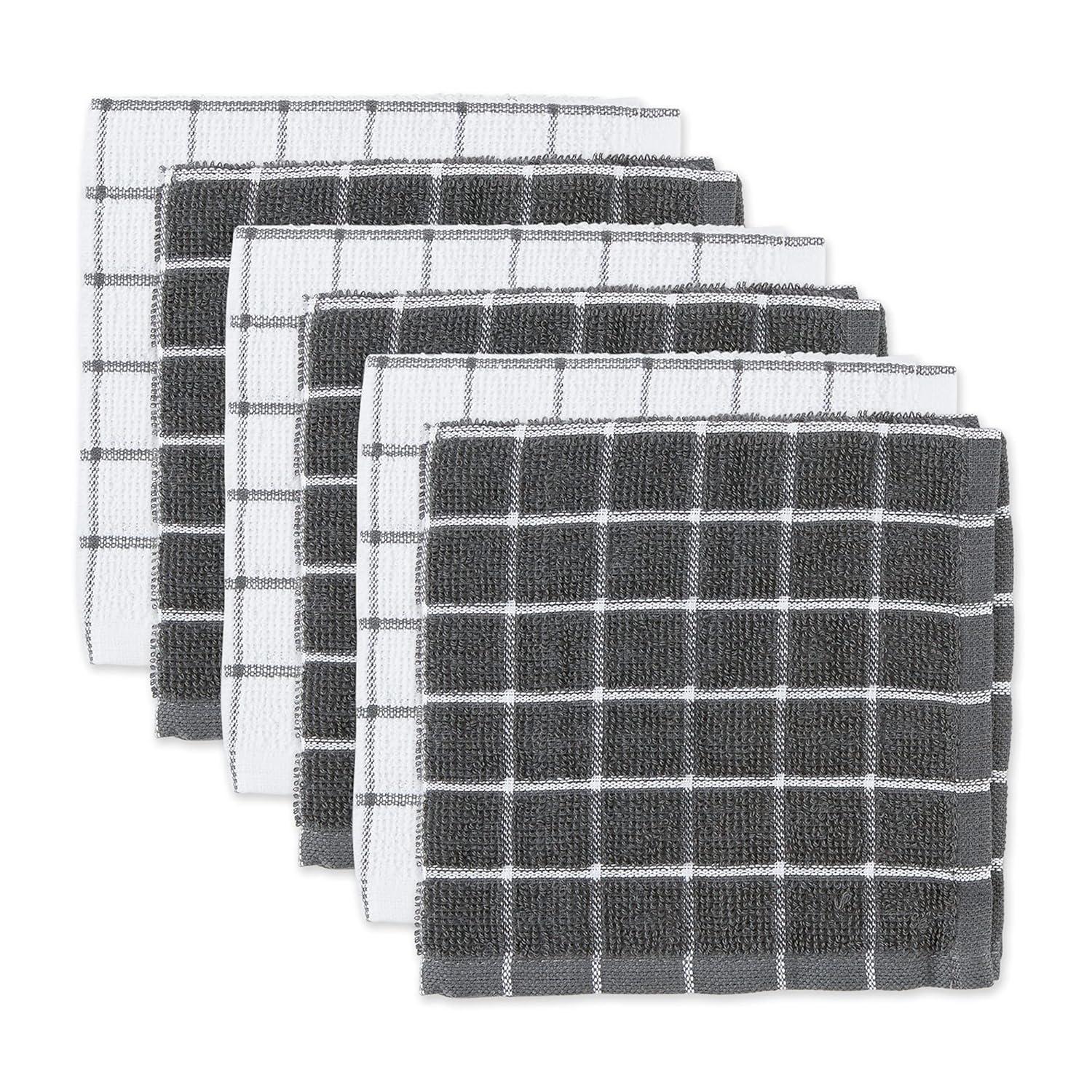 Design Imports Gray Combo Windowpane Dishcloth (Set Of 6)
